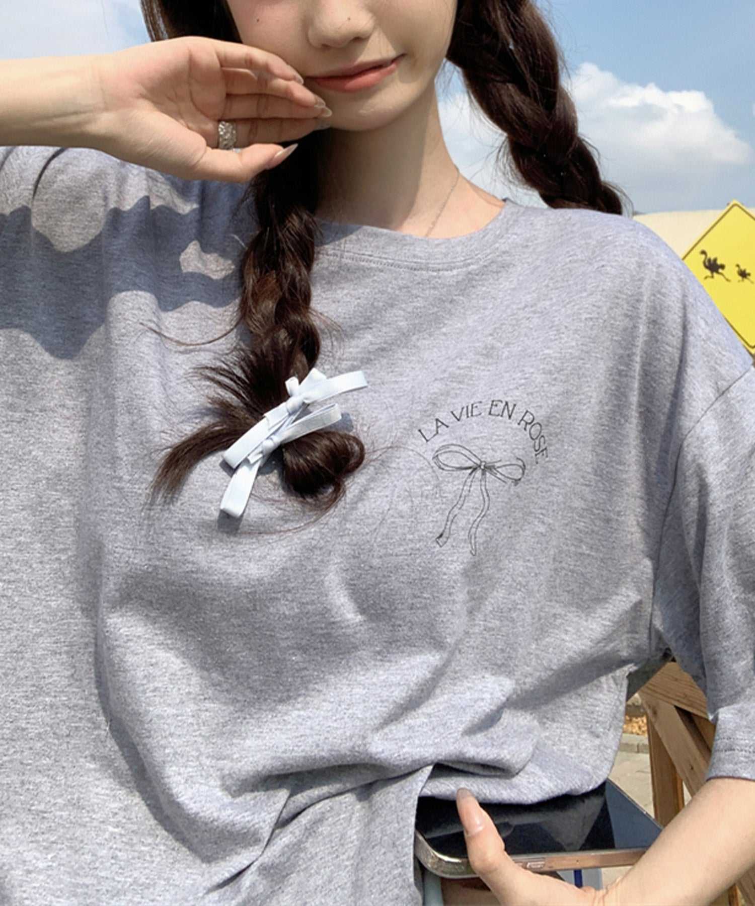 ヴィータフェリーチェ VitaFelice リボンデザイン 半袖Tシャツ （WHITE） WHITE