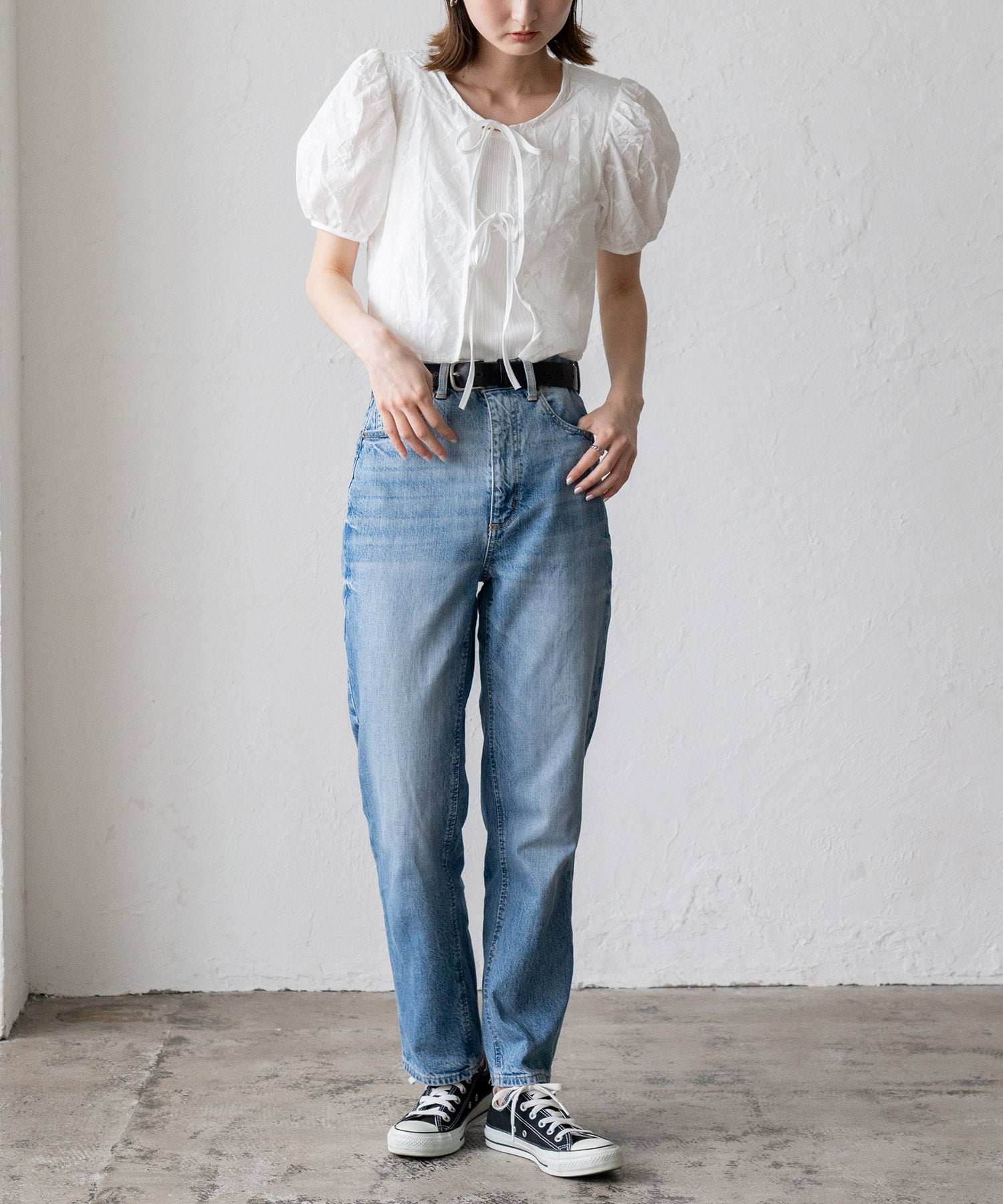 ヴィータフェリーチェ VitaFelice パフスリーブ リボンブラウス （WHITE） WHITE