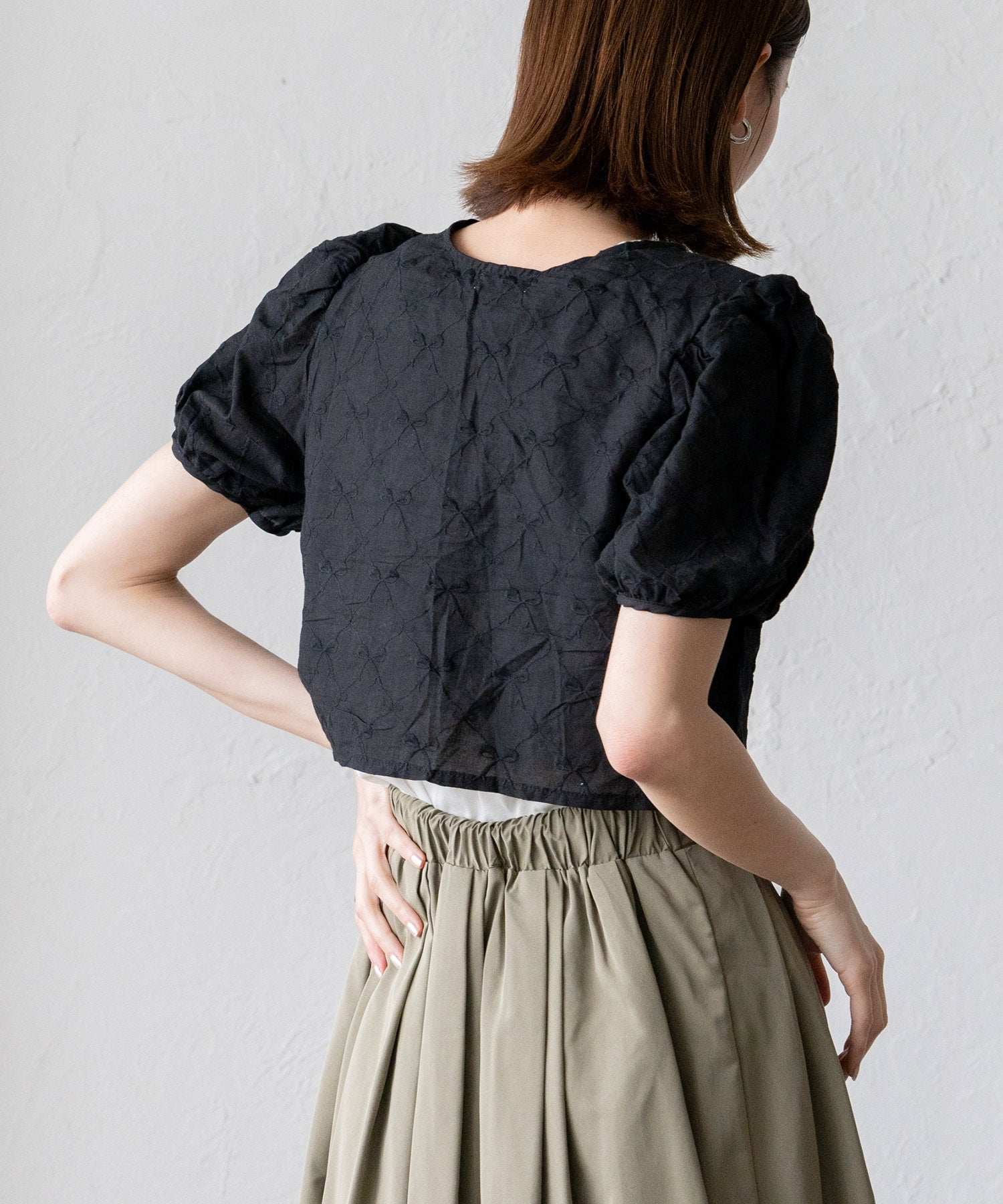 ヴィータフェリーチェ VitaFelice パフスリーブ リボンブラウス （WHITE） WHITE
