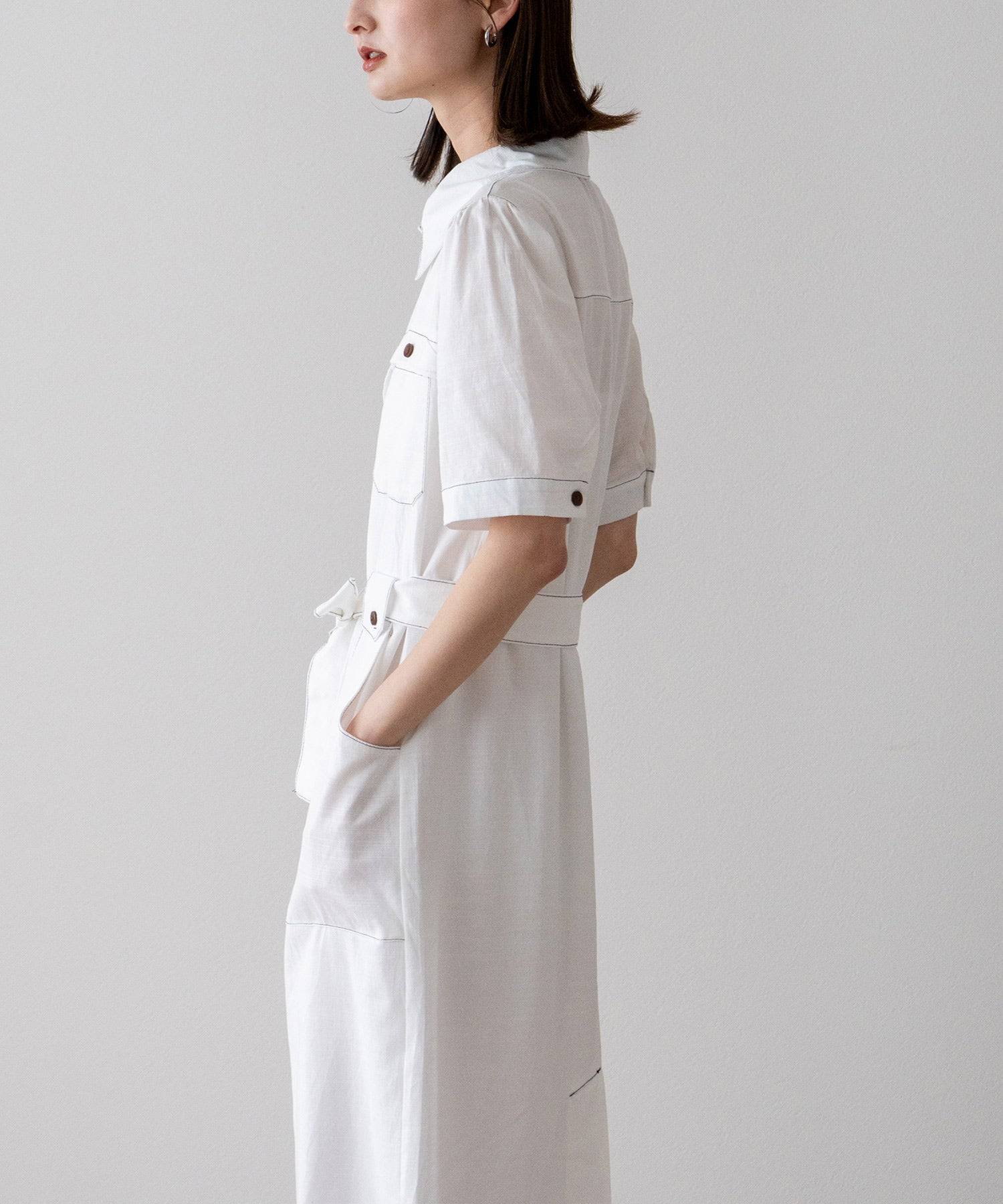ヴィータフェリーチェ VitaFelice 配色ステッチシャツワンピース （WHITE） WHITE