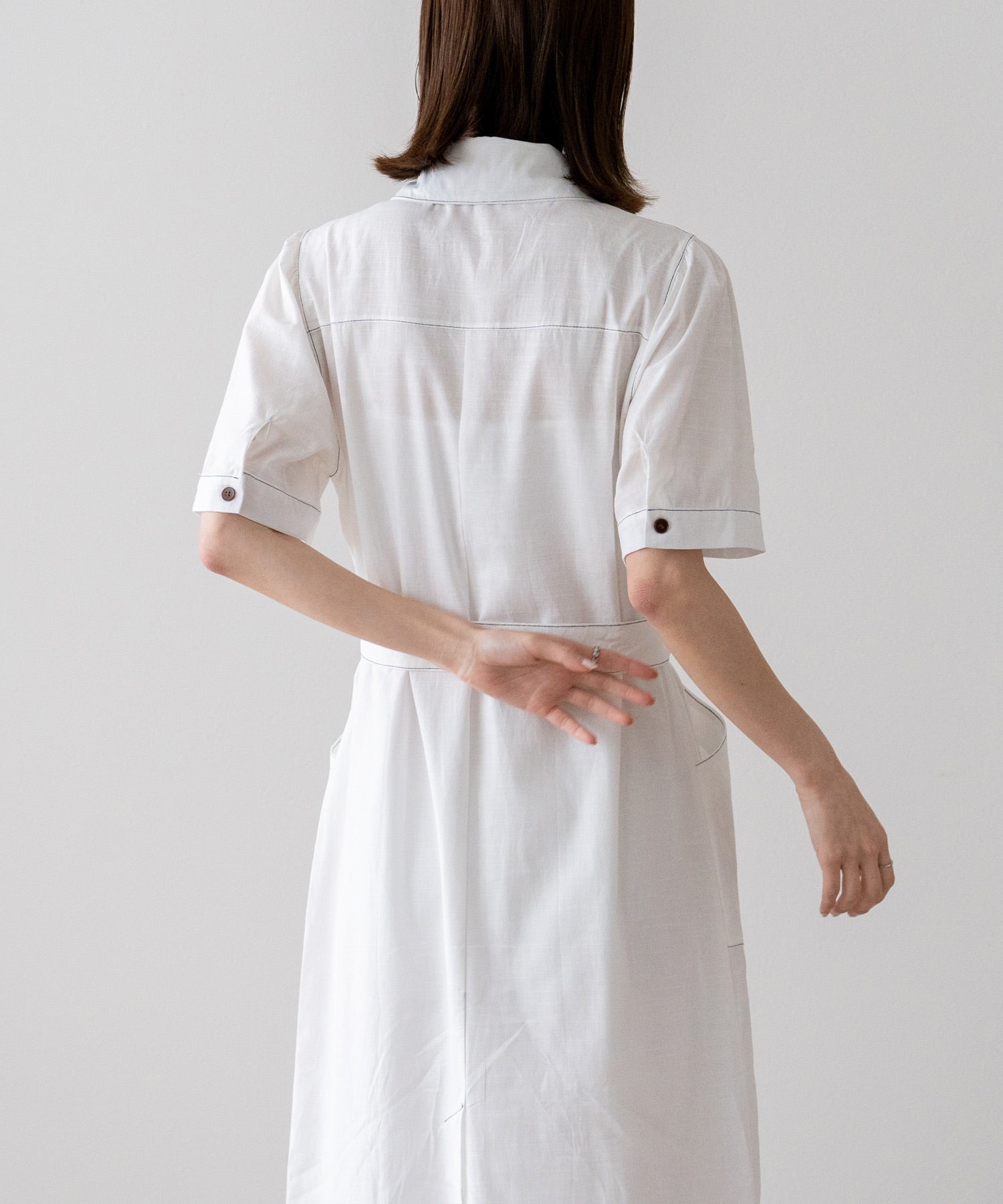 ヴィータフェリーチェ VitaFelice 配色ステッチシャツワンピース （WHITE） WHITE