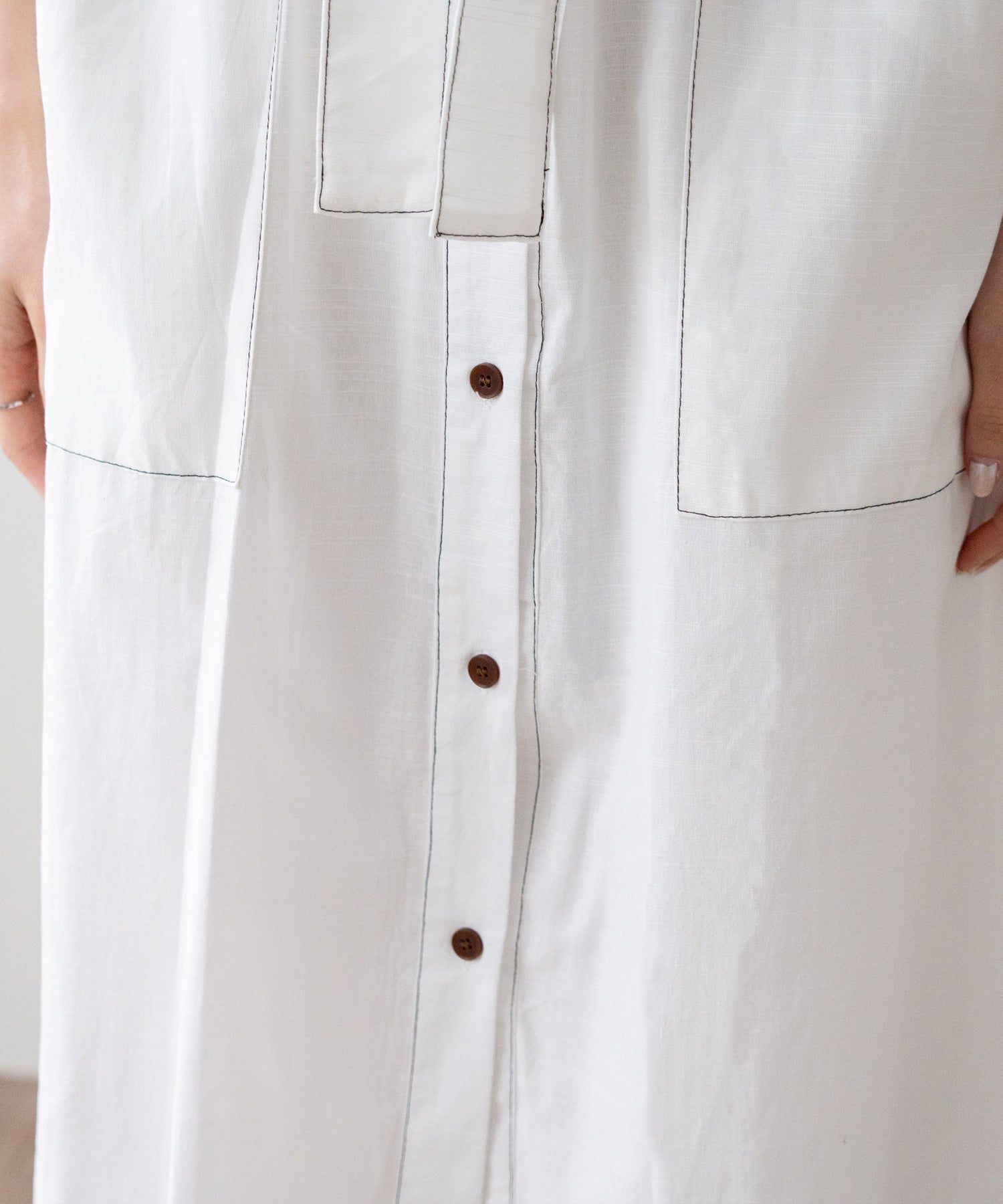 ヴィータフェリーチェ VitaFelice 配色ステッチシャツワンピース （WHITE） WHITE