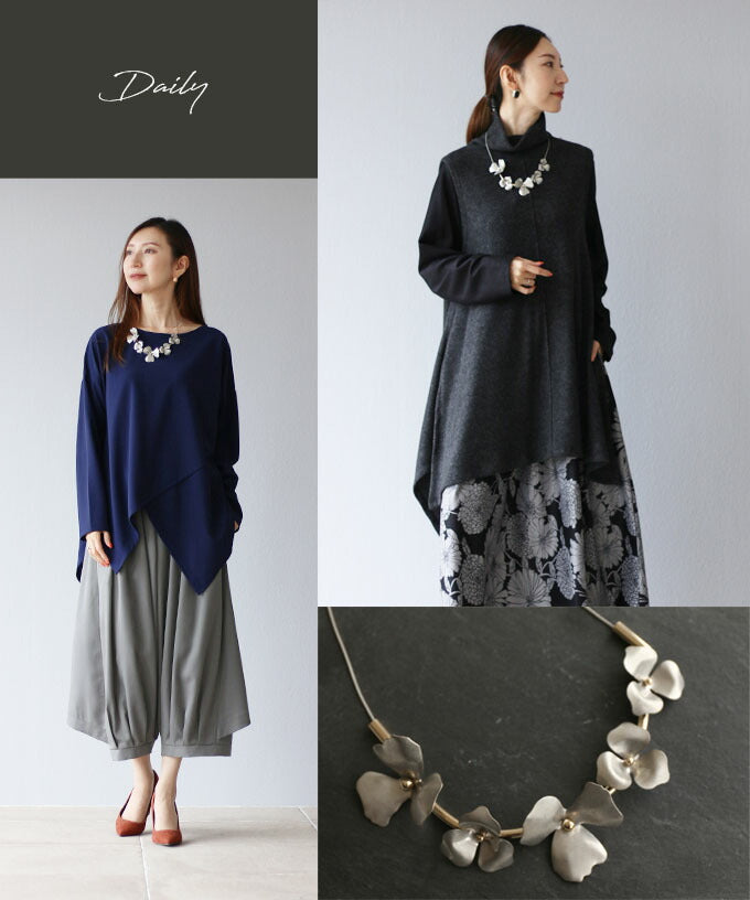 ヴィオ Vieo 連なる花のネックレス （シルバー） シルバー