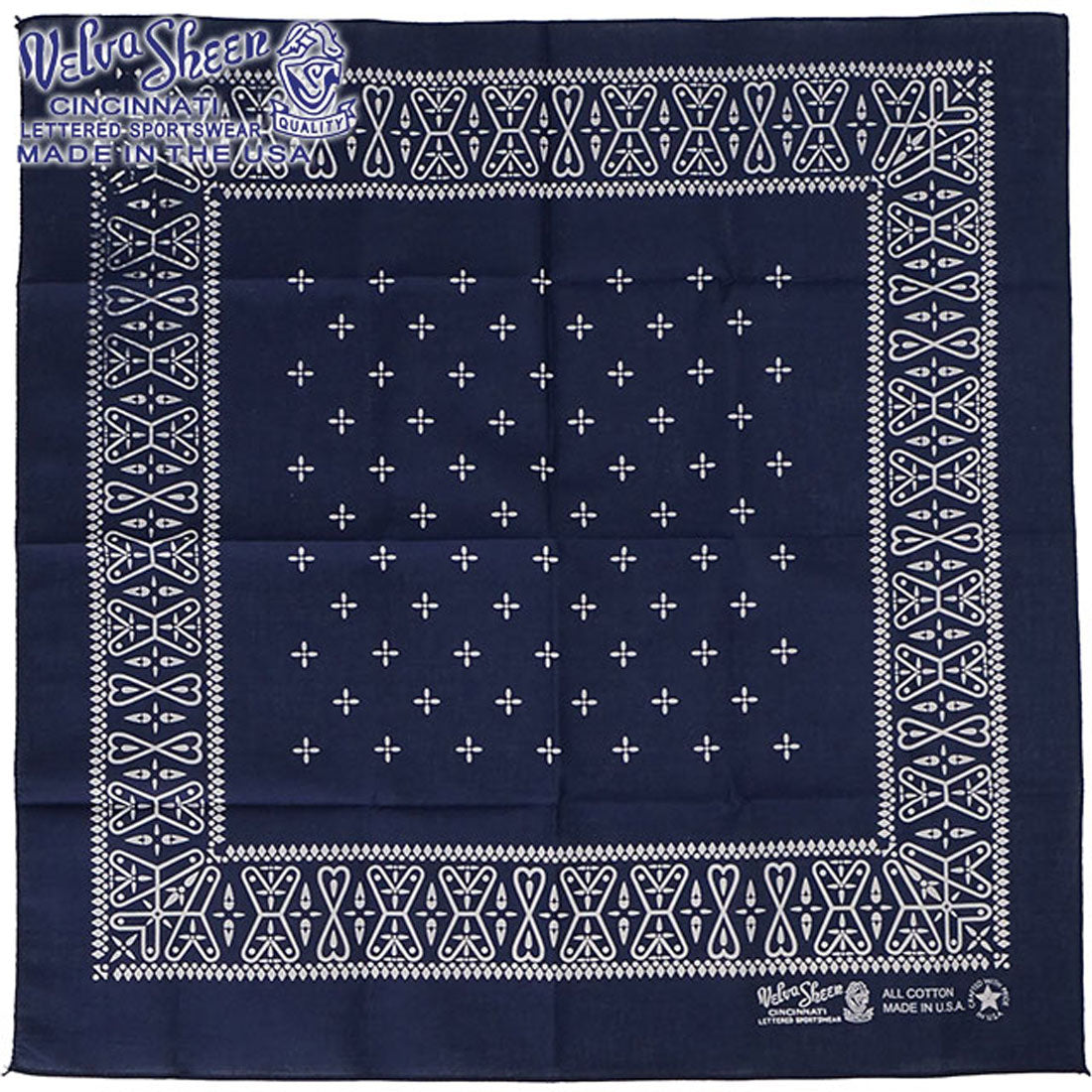 ベルバシーン Velva Sheen BANDANNA (CROSS) MADE IN USA NAVY [161516] （NAVY） NAVY