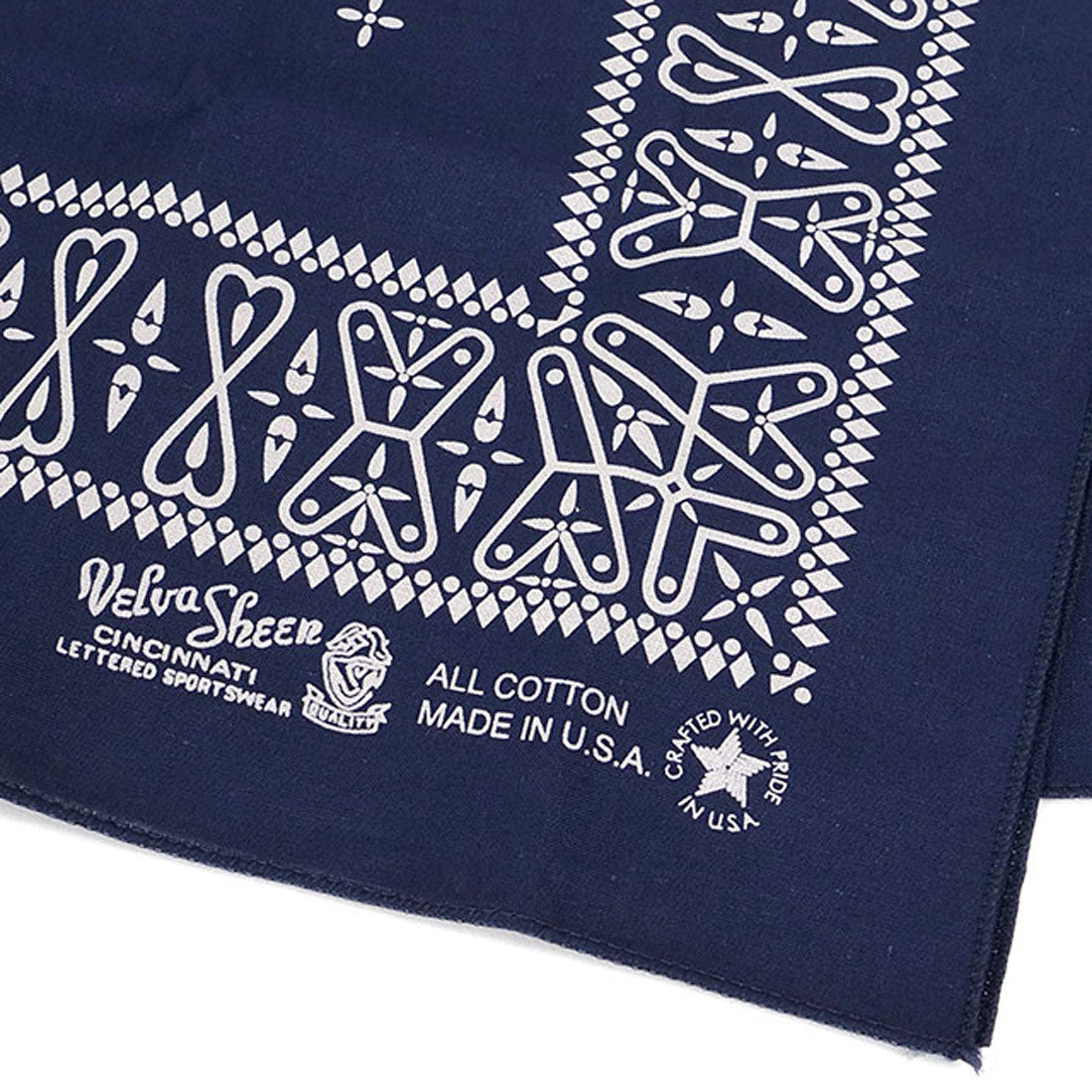 ベルバシーン Velva Sheen BANDANNA (CROSS) MADE IN USA NAVY [161516] （NAVY） NAVY