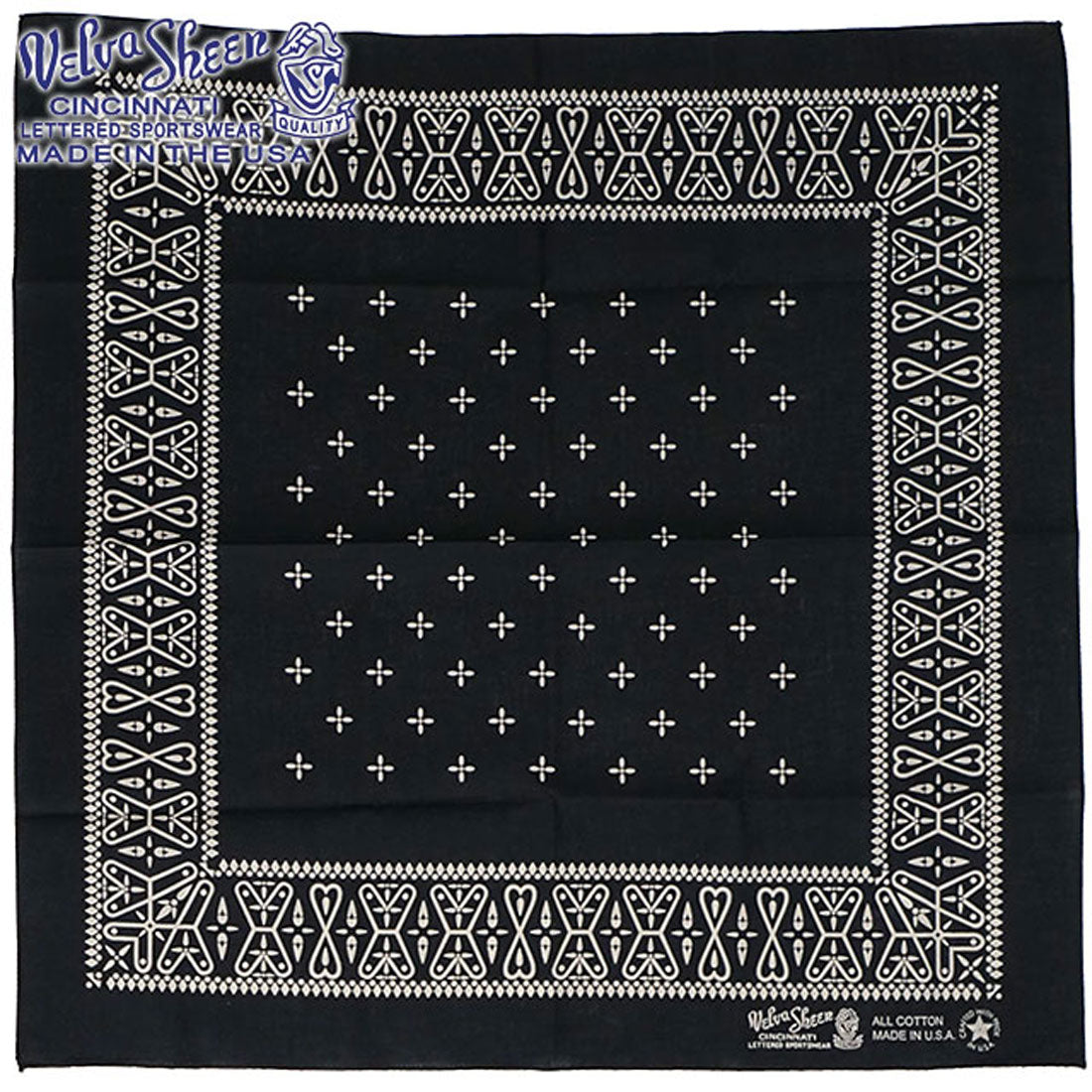 ベルバシーン Velva Sheen BANDANNA (CROSS) MADE IN USA BLACK [161516] （BLACK） BLACK