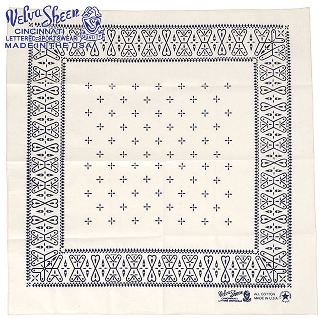ベルバシーン Velva Sheen BANDANNA (CROSS) MADE IN USA WHITE [161516] （WHITE） WHITE