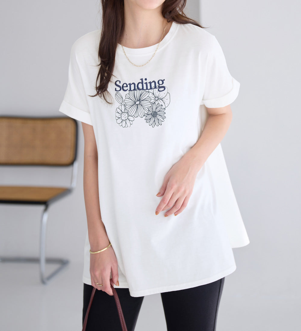 ヴィオラ エ ヴィオラ Viola e Viola 大人の華やかプリントチュニックTシャツ （フラワー） フラワー