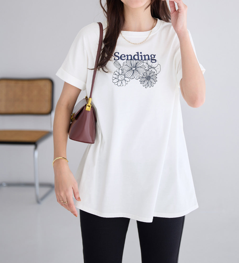 ヴィオラ エ ヴィオラ Viola e Viola 大人の華やかプリントチュニックTシャツ （フラワー） フラワー