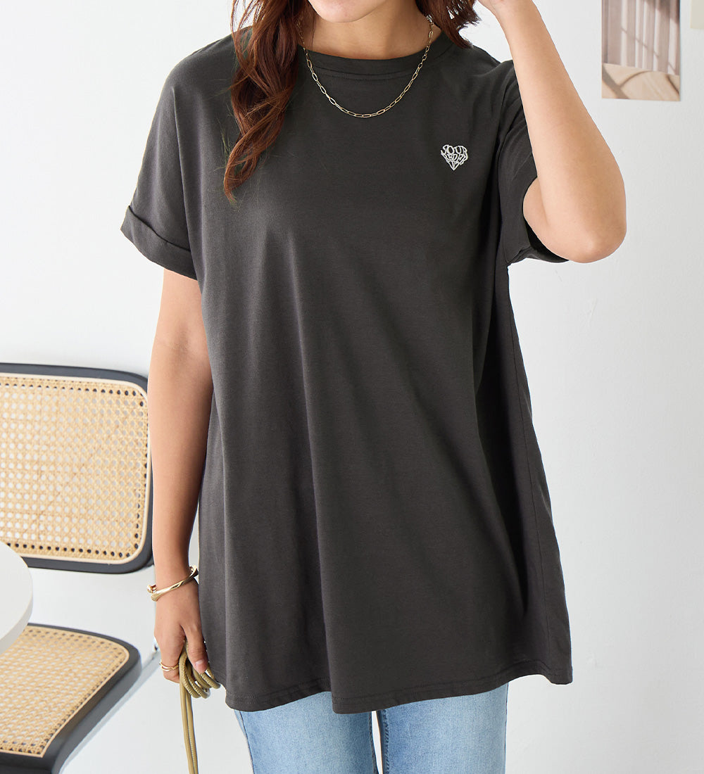 ヴィオラ エ ヴィオラ Viola e Viola 大人の華やかプリントチュニックTシャツ （ハート） ハート