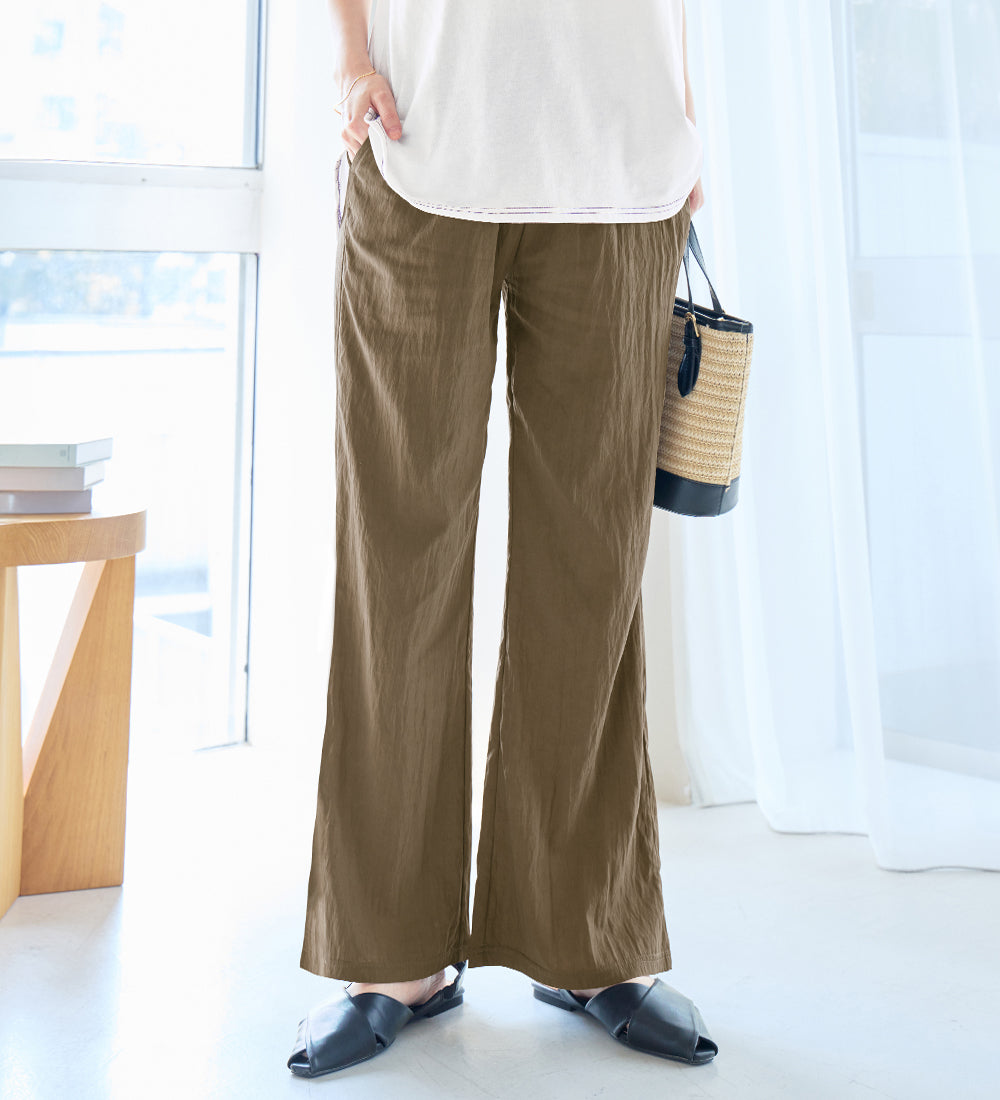 ヴィオラ エ ヴィオラ Viola e Viola マイナス3キロ魅せ さらさらイージーフレアパンツ （カーキ） カーキ