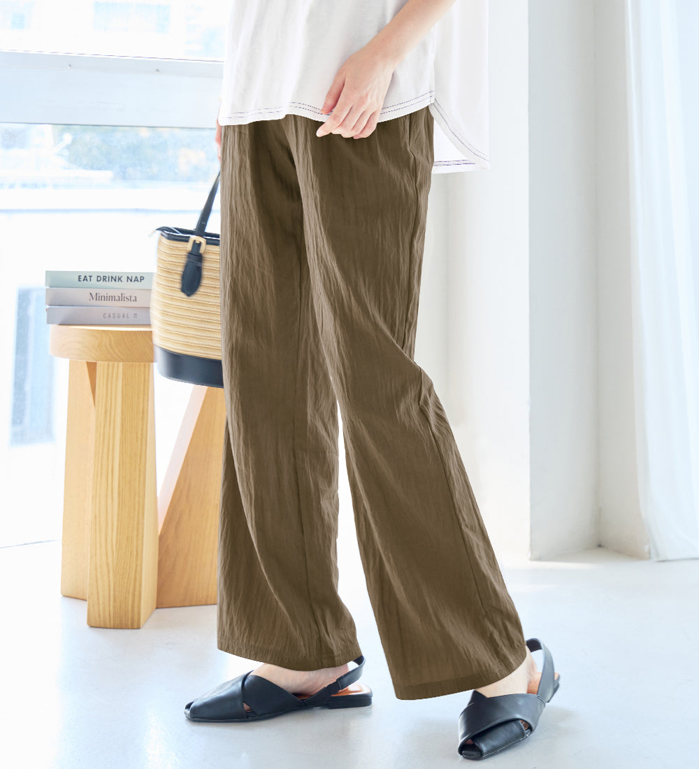 ヴィオラ エ ヴィオラ Viola e Viola マイナス3キロ魅せ さらさらイージーフレアパンツ （カーキ） カーキ