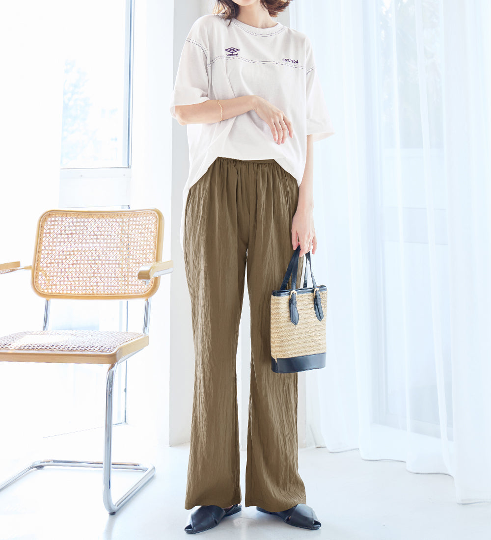 ヴィオラ エ ヴィオラ Viola e Viola マイナス3キロ魅せ さらさらイージーフレアパンツ （カーキ） カーキ