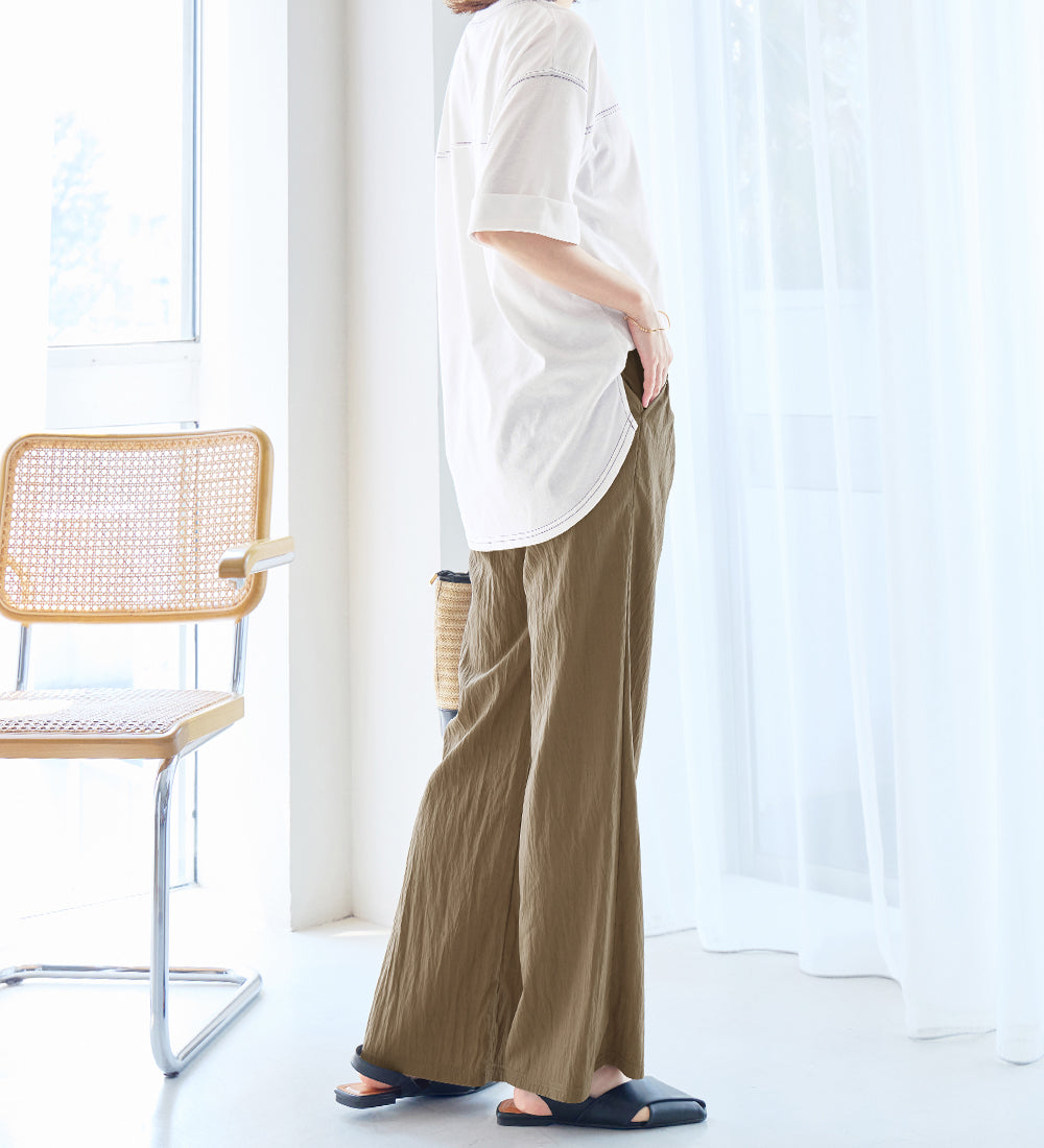 ヴィオラ エ ヴィオラ Viola e Viola マイナス3キロ魅せ さらさらイージーフレアパンツ （カーキ） カーキ