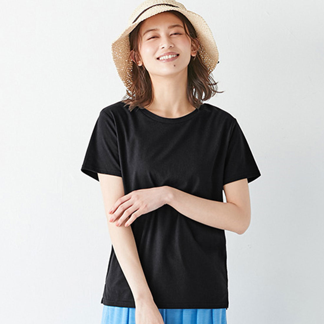 【リンネル７月号掲載】【動画】【５つの機能付】毎日着たい！クルーネックＴシャツ,ブラック