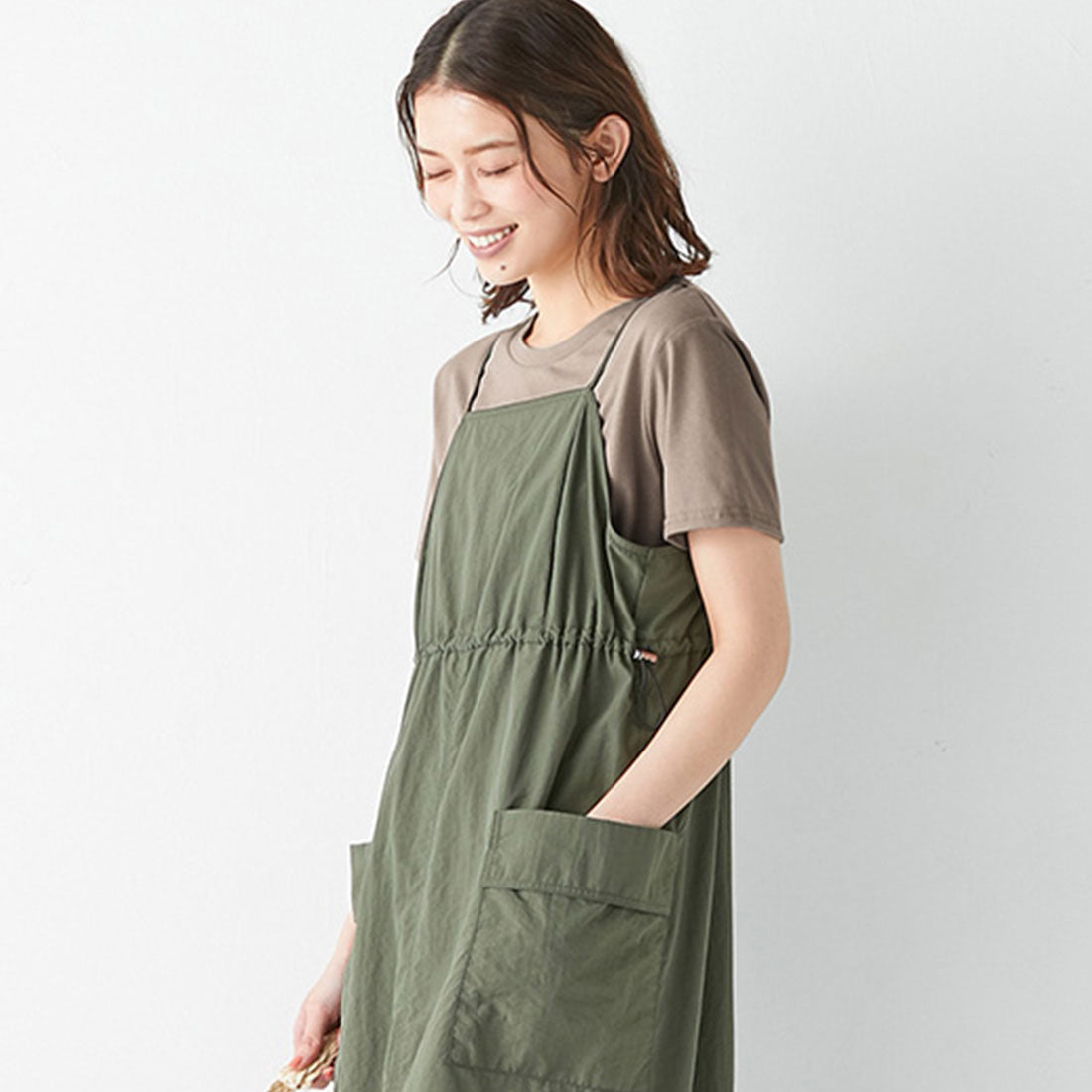 【リンネル７月号掲載】【動画】【５つの機能付】毎日着たい！クルーネックＴシャツ,グレージュ