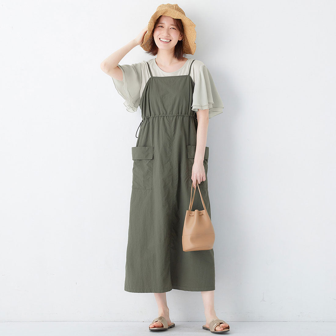 【５つの機能付】袖シフォンゆるチュニック