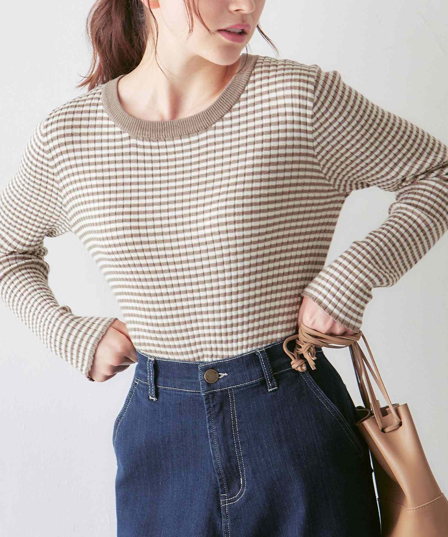 Viola e Viola [Anti-static] 100% cotton non-itchy striped rib knit