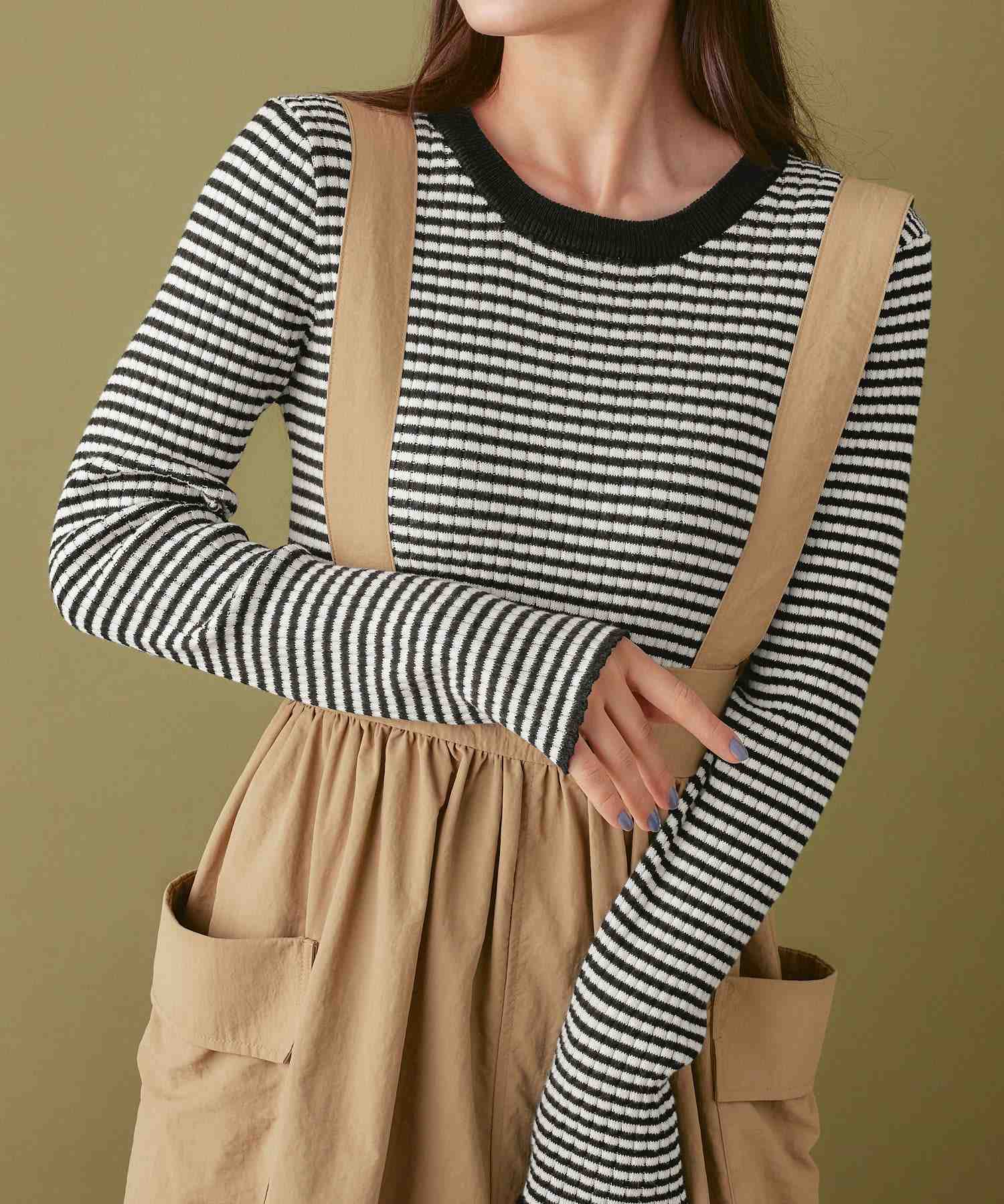Viola e Viola [Anti-static] 100% cotton non-itchy striped rib knit