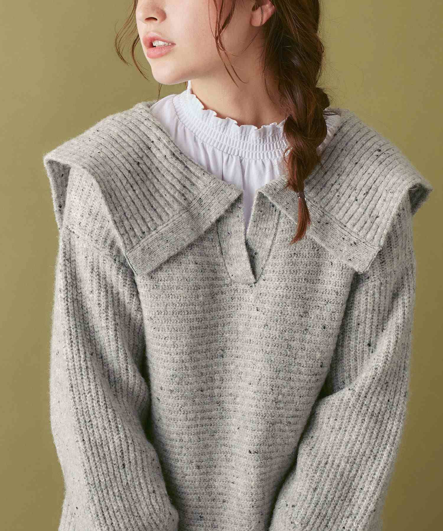 Viola e Viola Soft napped knit collared top