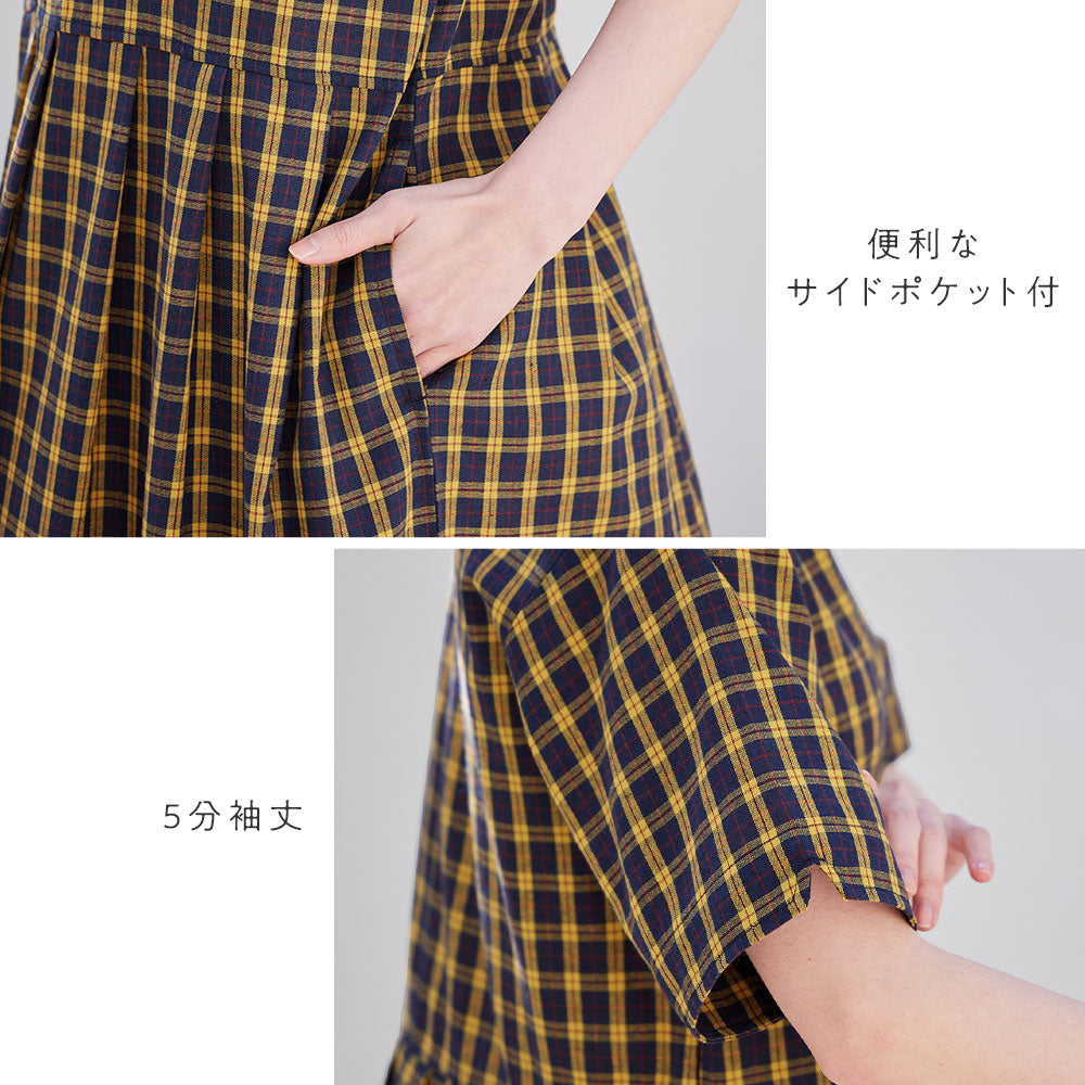 ヴィオラ エ ヴィオラ Viola e Viola ゆるっとタック切替デザインワンピース （レッドチェック） レッドチェック