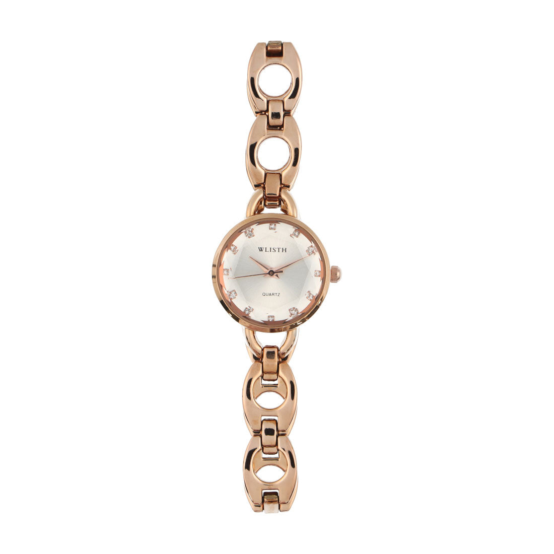 VARIOUS STYLE Cut glass with rhinestone index Elegant loop belt Quartz Battery-operated WT-WSQ022-SLV