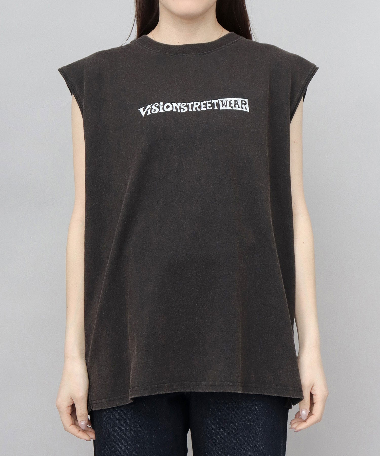 ヴィジョン ストリート ウェア VISION STREET WEAR ビッグシルエット ヴィンテージロゴ ノースリーブTシャツ （ブラック） ブラック