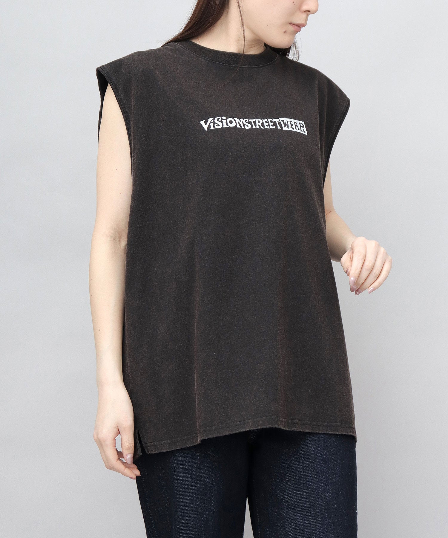 ヴィジョン ストリート ウェア VISION STREET WEAR ビッグシルエット ヴィンテージロゴ ノースリーブTシャツ （ブラック） ブラック