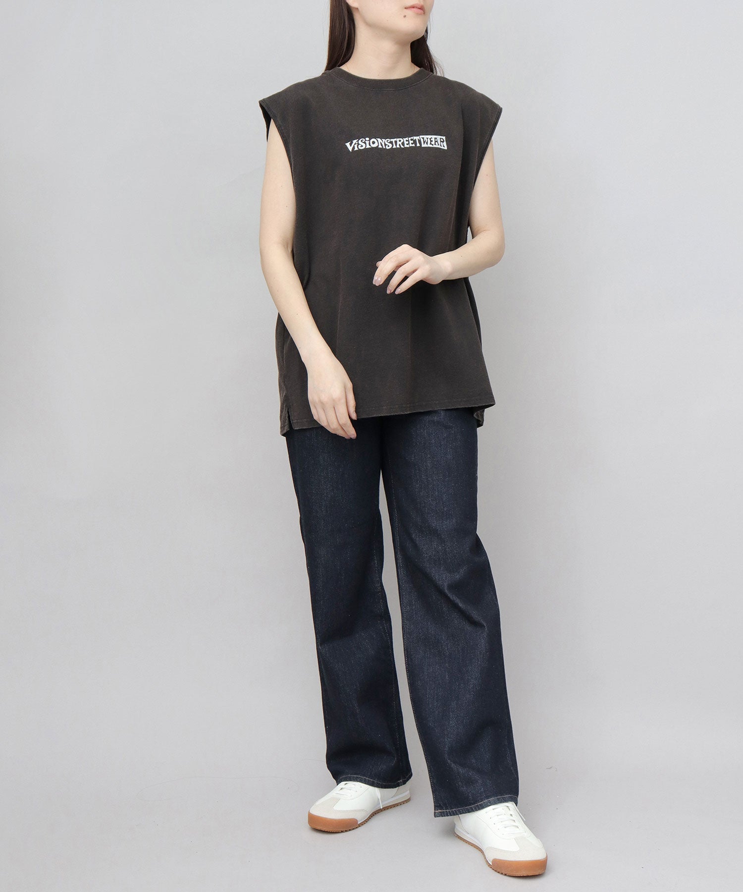 ヴィジョン ストリート ウェア VISION STREET WEAR ビッグシルエット ヴィンテージロゴ ノースリーブTシャツ （ブラック） ブラック