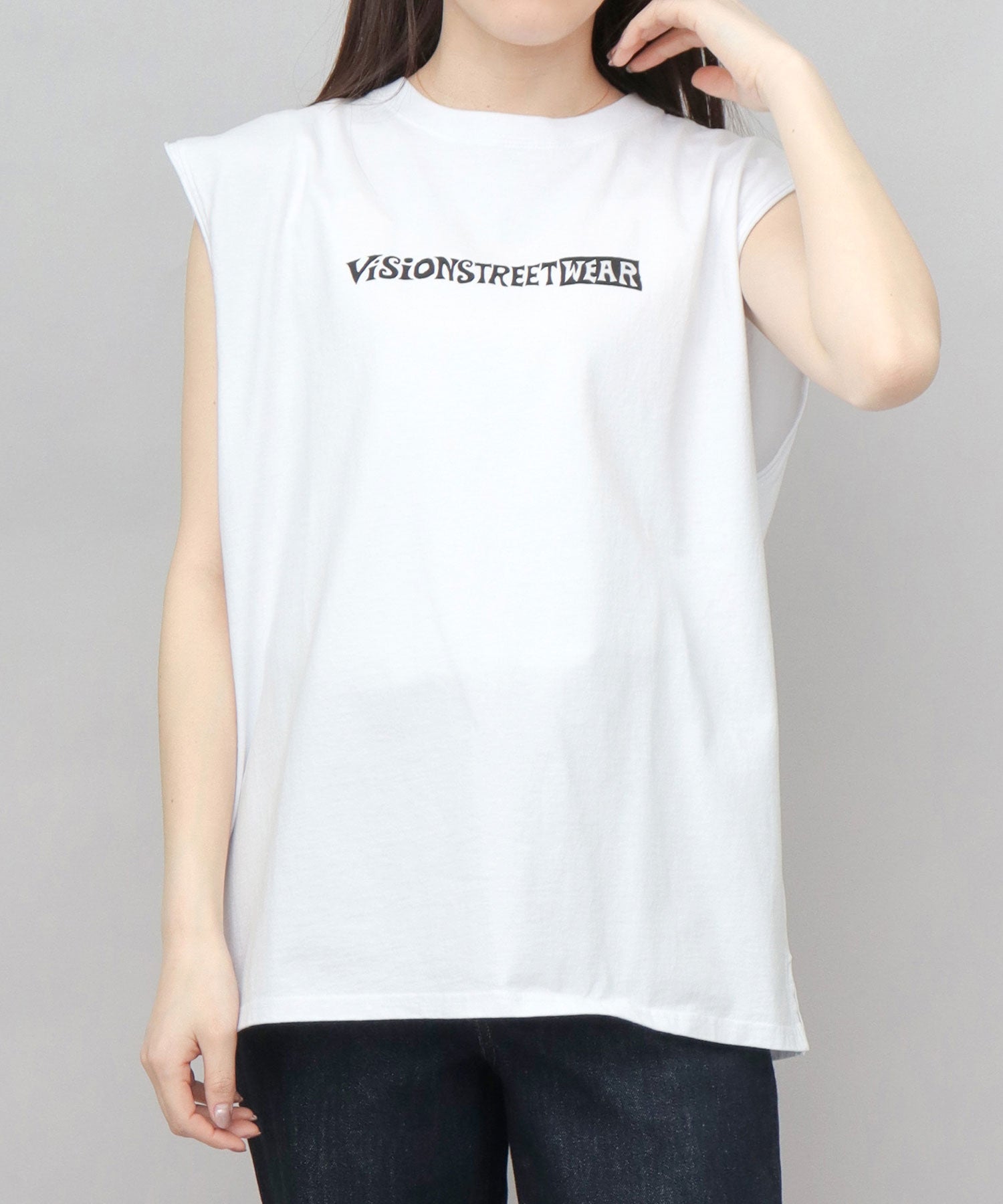 ヴィジョン ストリート ウェア VISION STREET WEAR ビッグシルエット ヴィンテージロゴ ノースリーブTシャツ （ホワイト） ホワイト