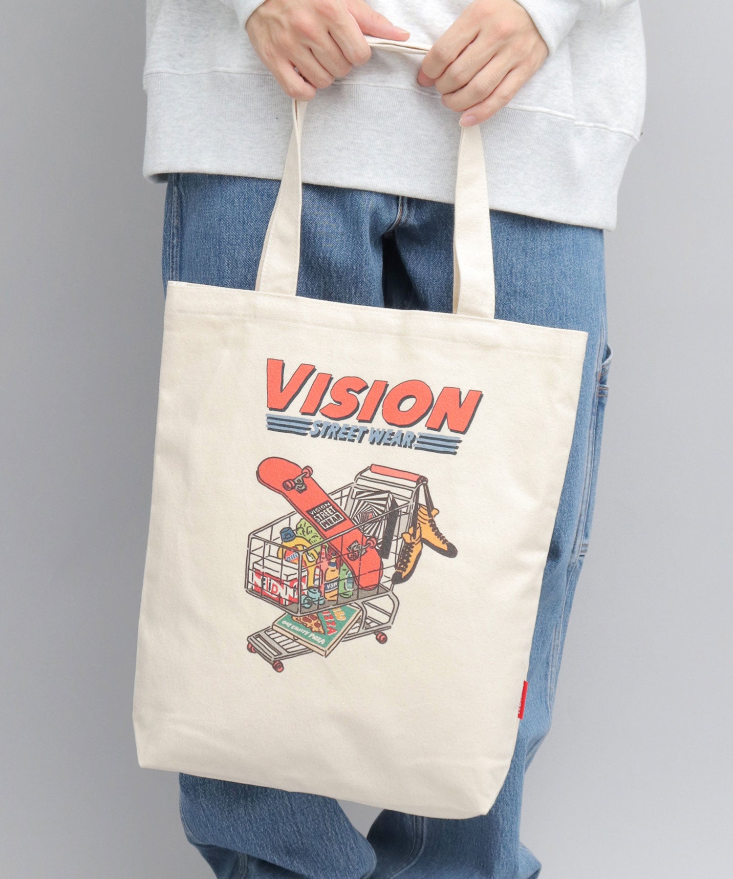 ヴィジョン ストリート ウェア VISION STREET WEAR ヴィジョンストリートウェア キャンバス トートバッグ 縦型 通勤 通学 ショッピン