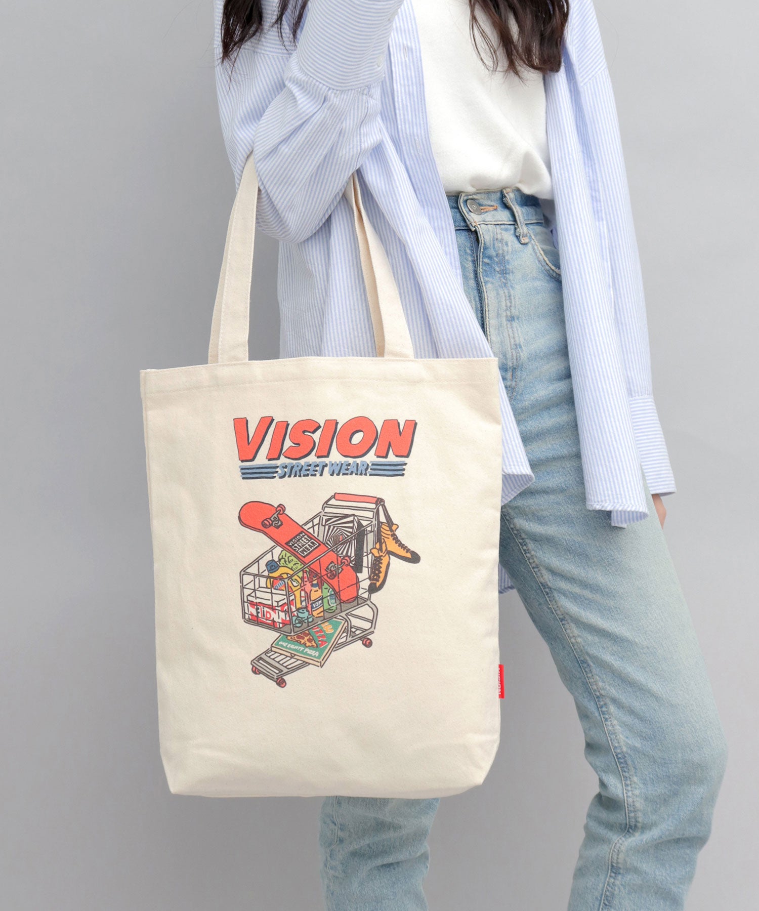 ヴィジョン ストリート ウェア VISION STREET WEAR ヴィジョンストリートウェア キャンバス トートバッグ 縦型 通勤 通学 ショッピン