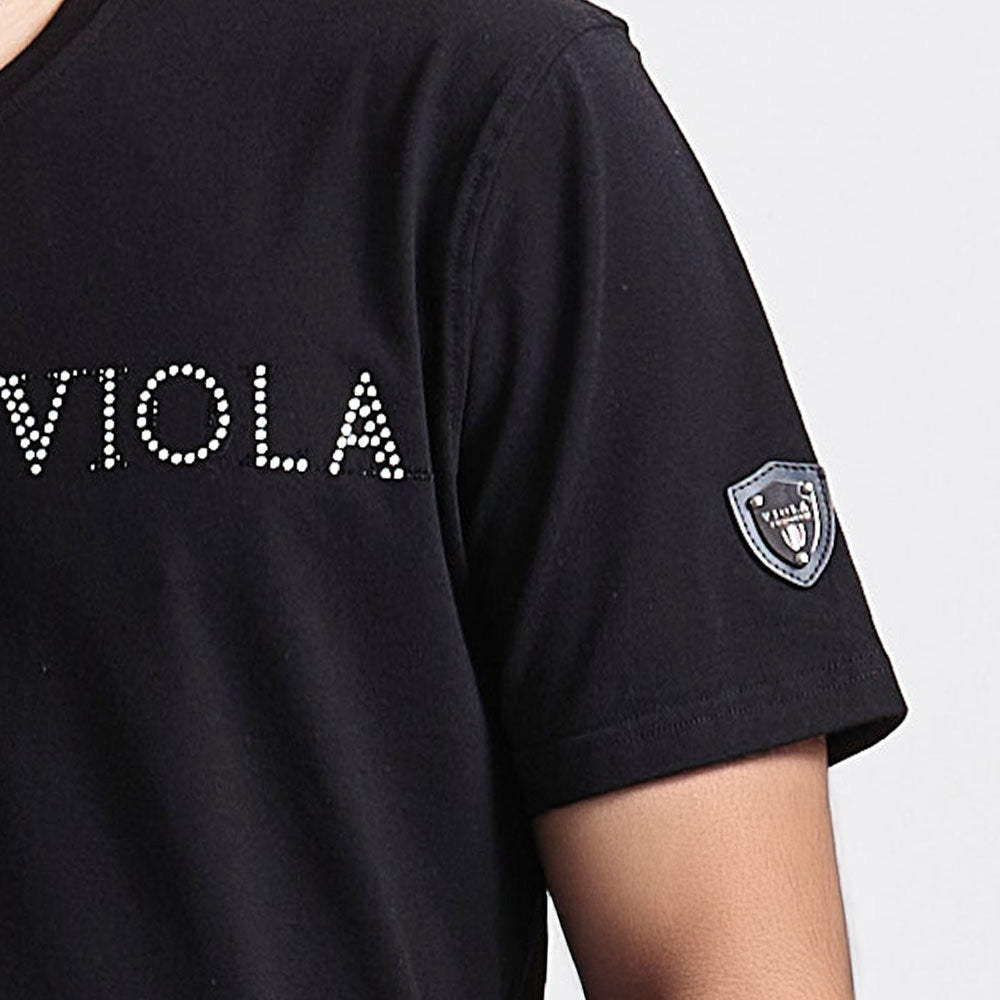 ヴィオラ VIOLA VIOLA P.T入りクルー半袖Tシャツ （3-3(BLACK/ブラック)） 3-3(BLACK/ブラック)