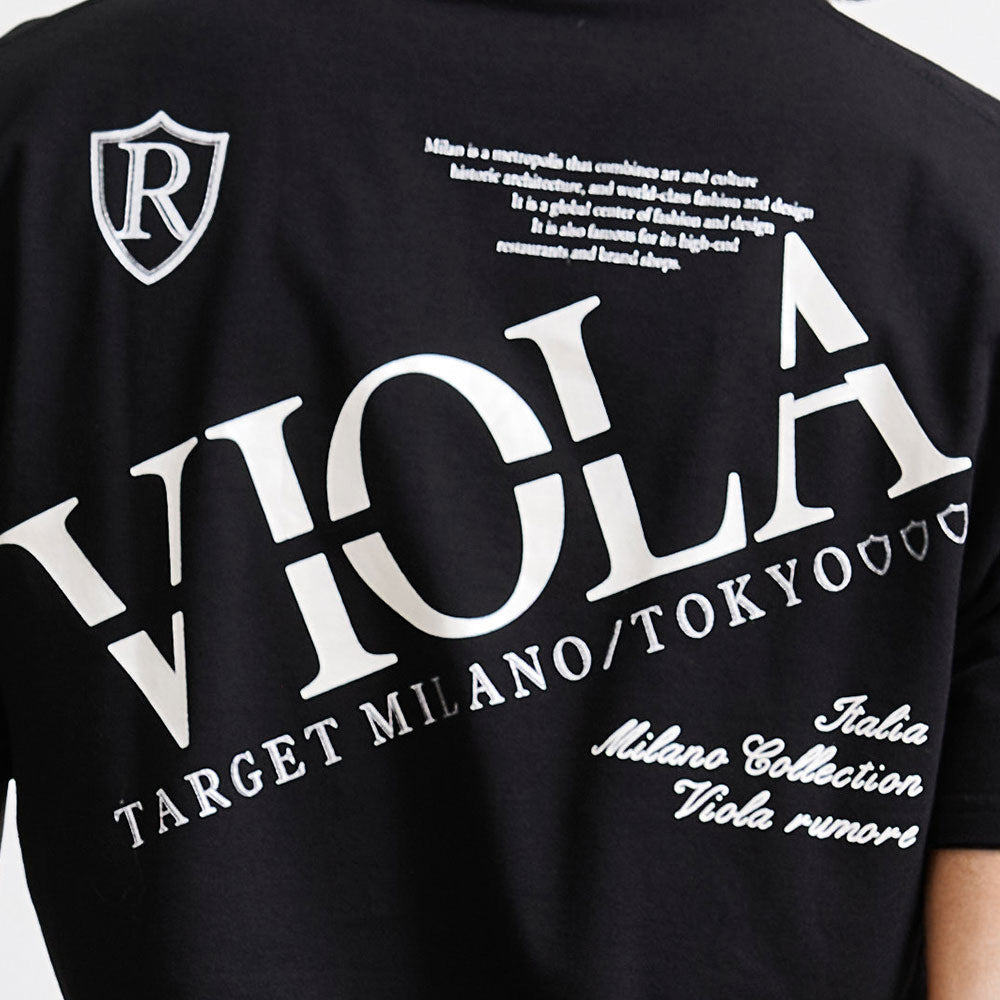 ヴィオラ VIOLA VIOLA P.T入りクルー半袖Tシャツ （3-3(BLACK/ブラック)） 3-3(BLACK/ブラック)
