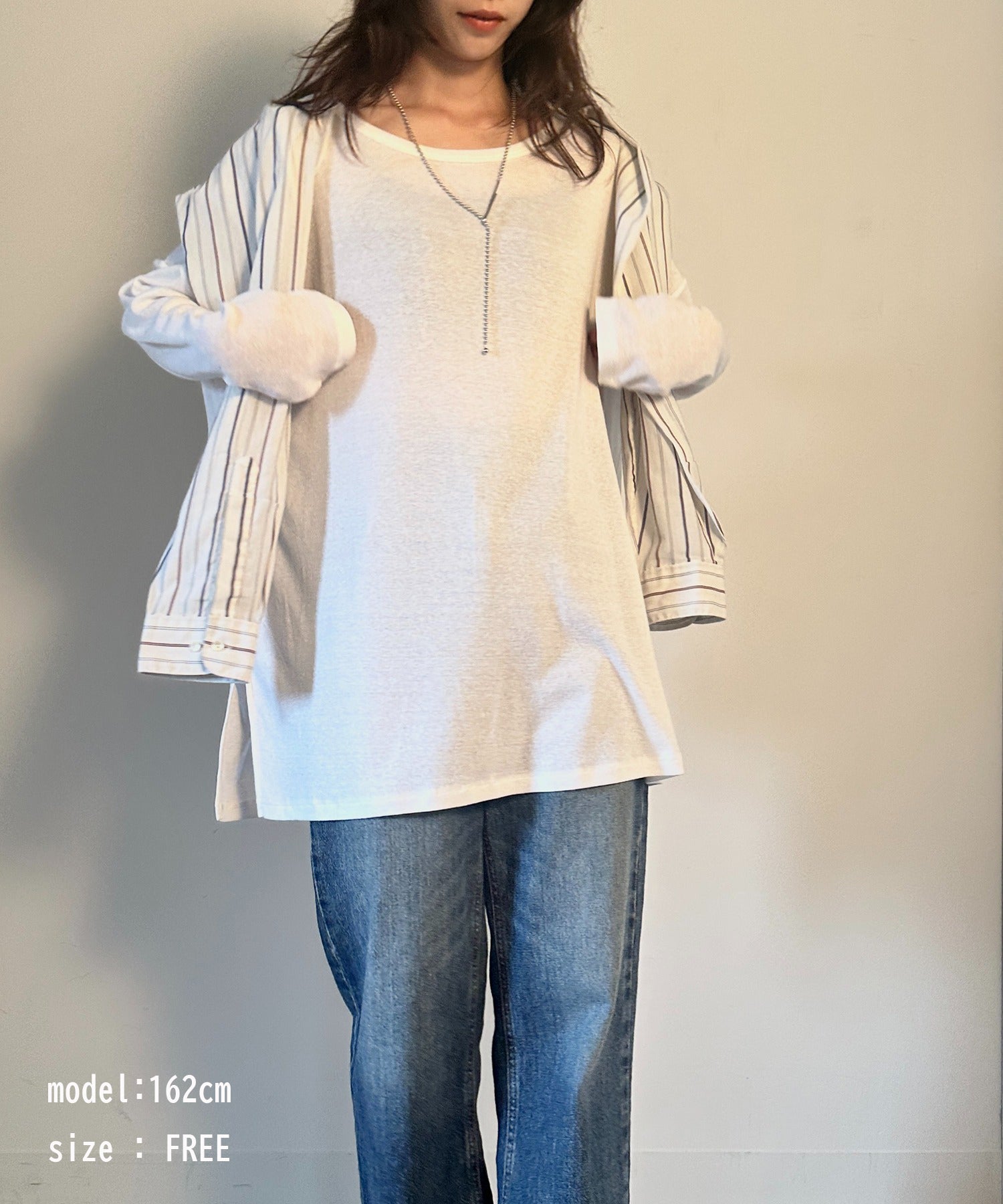 vieux by MAISON BREEZE シアー 透け感 Tシャツ ロンT トップス 長袖 Sheer long sleeve Tee  （ホワイト） ホワイト