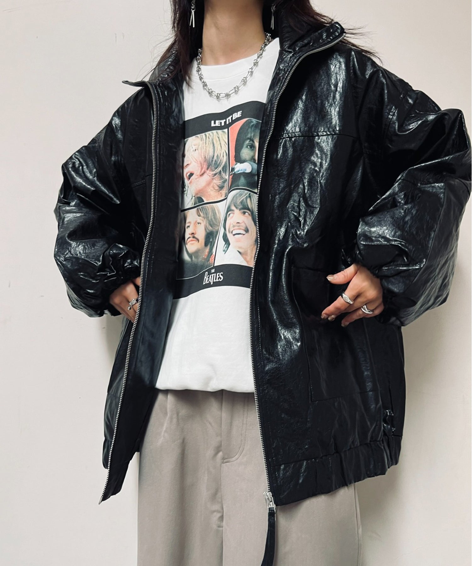 ヴィユー バイメゾンブリーズ vieux by MAISON BREEZE Fake leather stand coat #1 （ブラック） ブラック