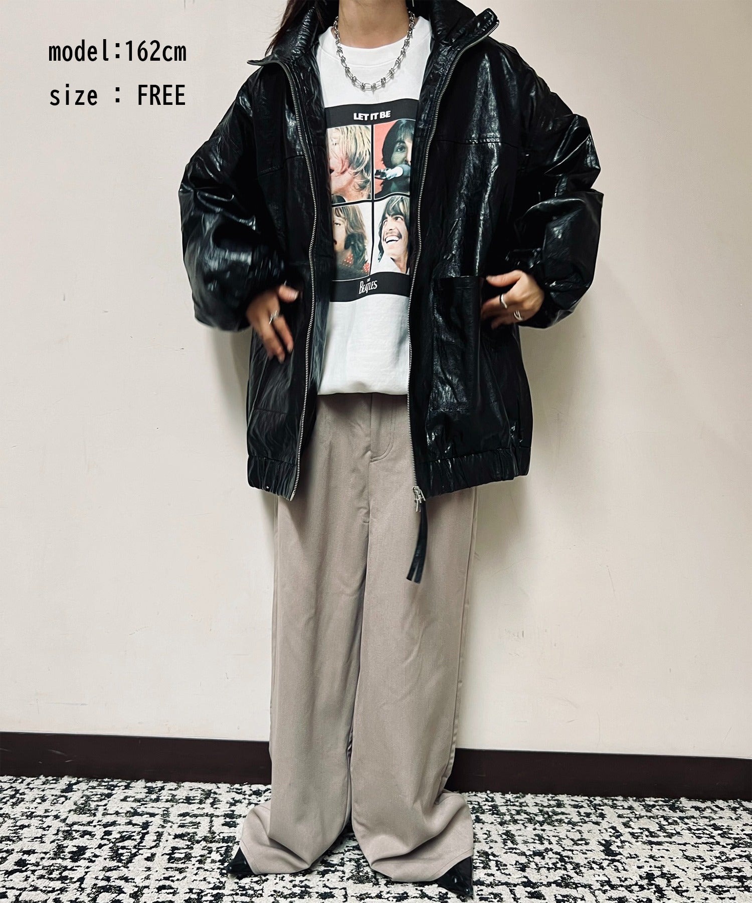 ヴィユー バイメゾンブリーズ vieux by MAISON BREEZE Fake leather stand coat #1 （ブラック） ブラック