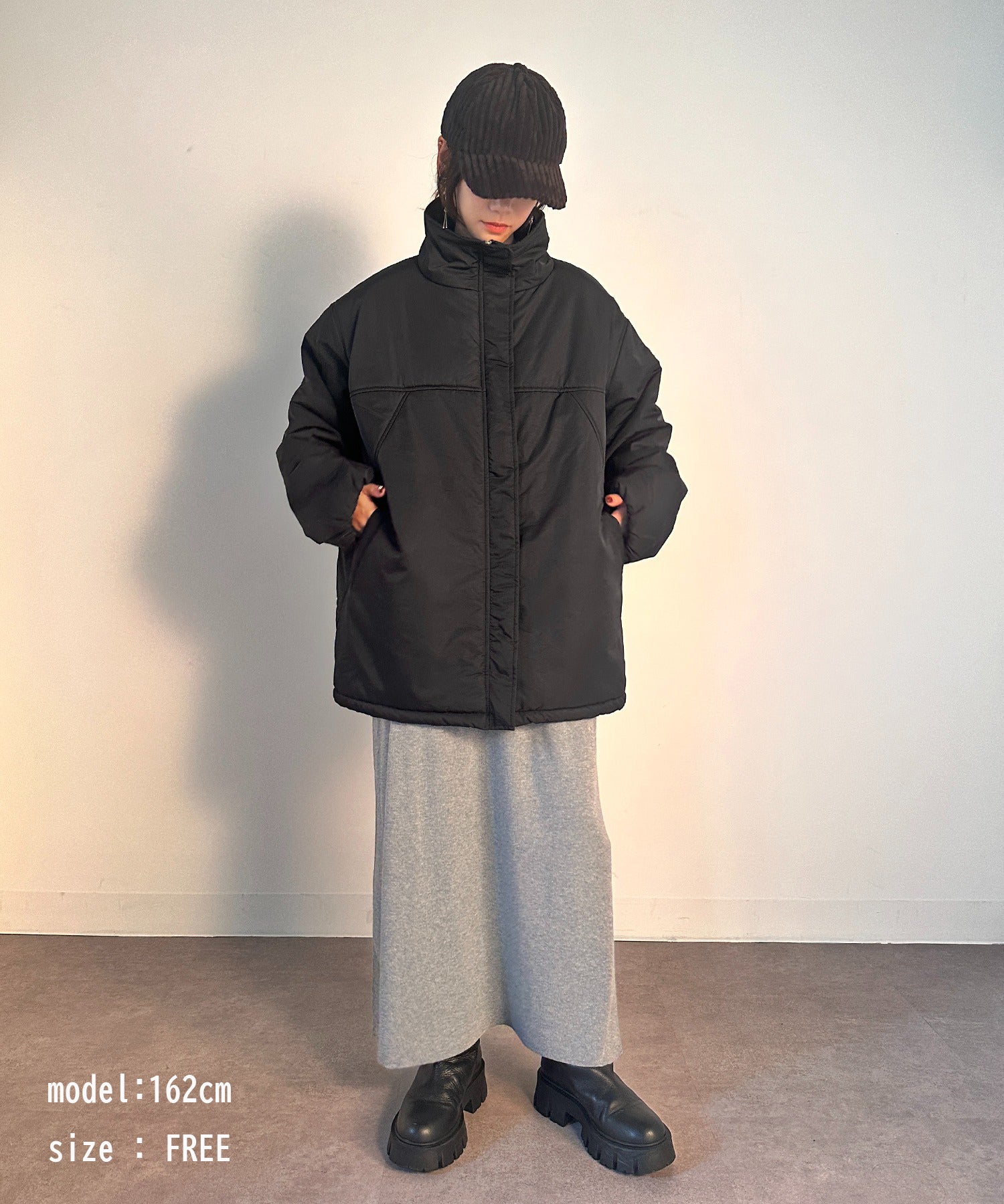 vieux by MAISON BREEZE スタンドカラー ジャケット アウター 無地 Stand collar padded jacket #1 （ブラック） ブラック