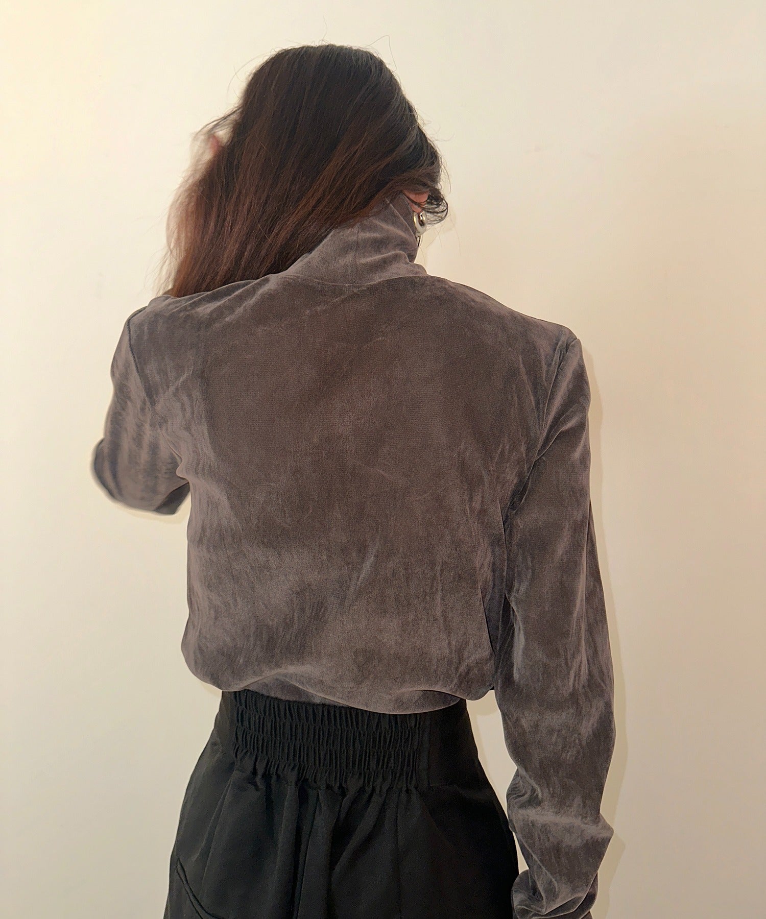 vieux by MAISON BREEZE シアー ベロア タートルネック トップス 長袖 秋 冬 無地 Sheer velour turtle neck （ライトグレー） ライトグレー