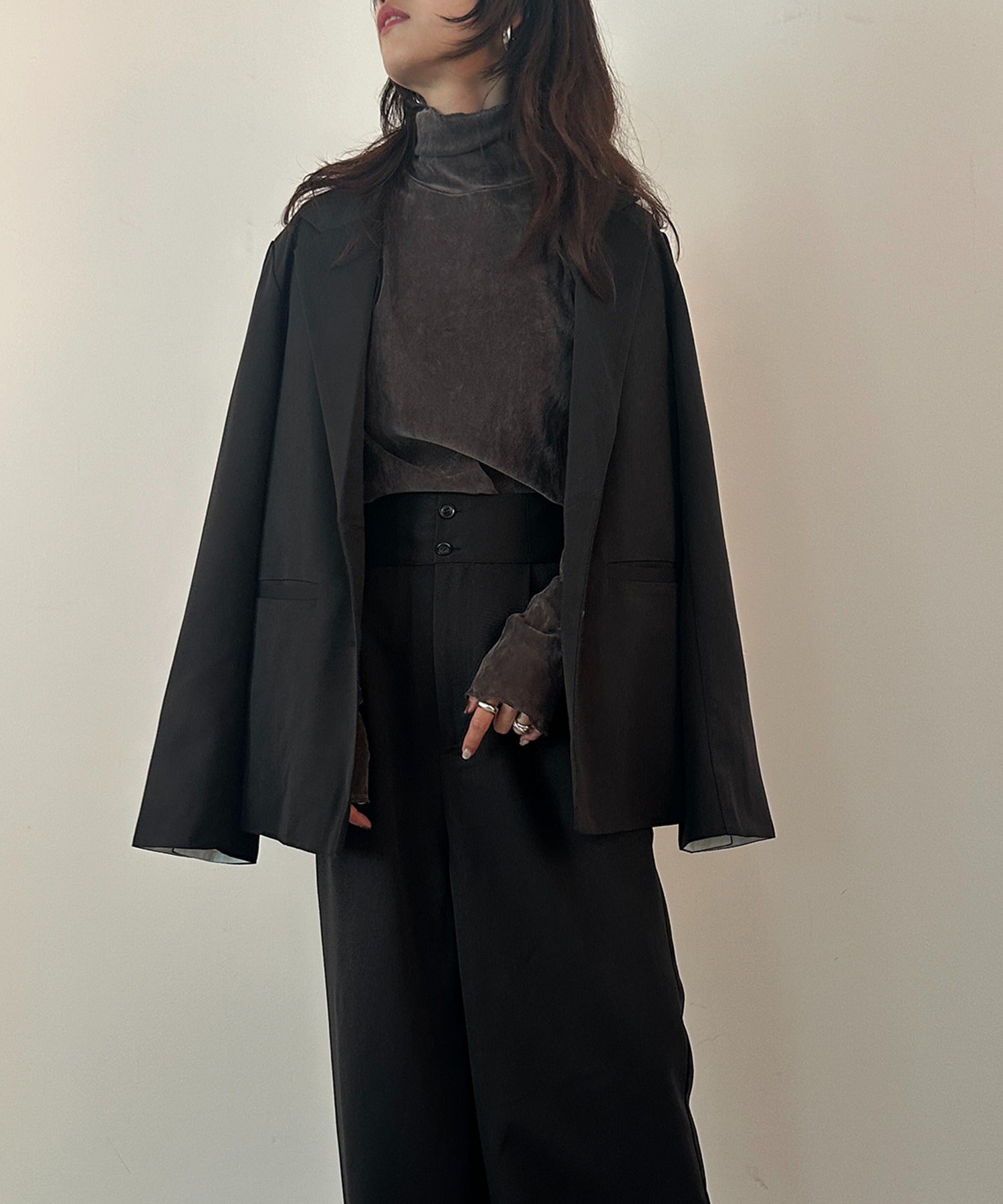 vieux by MAISON BREEZE シアー ベロア タートルネック トップス 長袖 秋 冬 無地 Sheer velour turtle neck （ライトグレー） ライトグレー