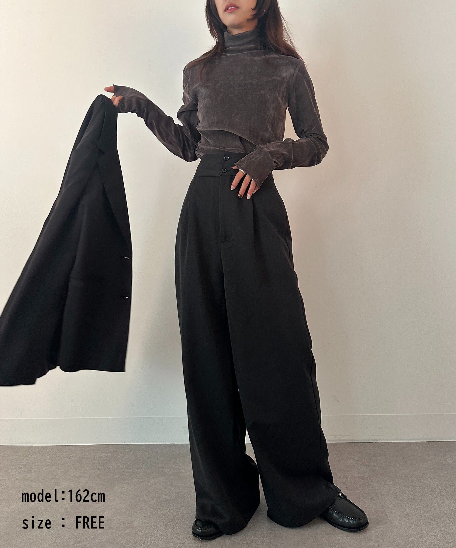 vieux by MAISON BREEZE シアー ベロア タートルネック トップス 長袖 秋 冬 無地 Sheer velour turtle neck （ライトグレー） ライトグレー