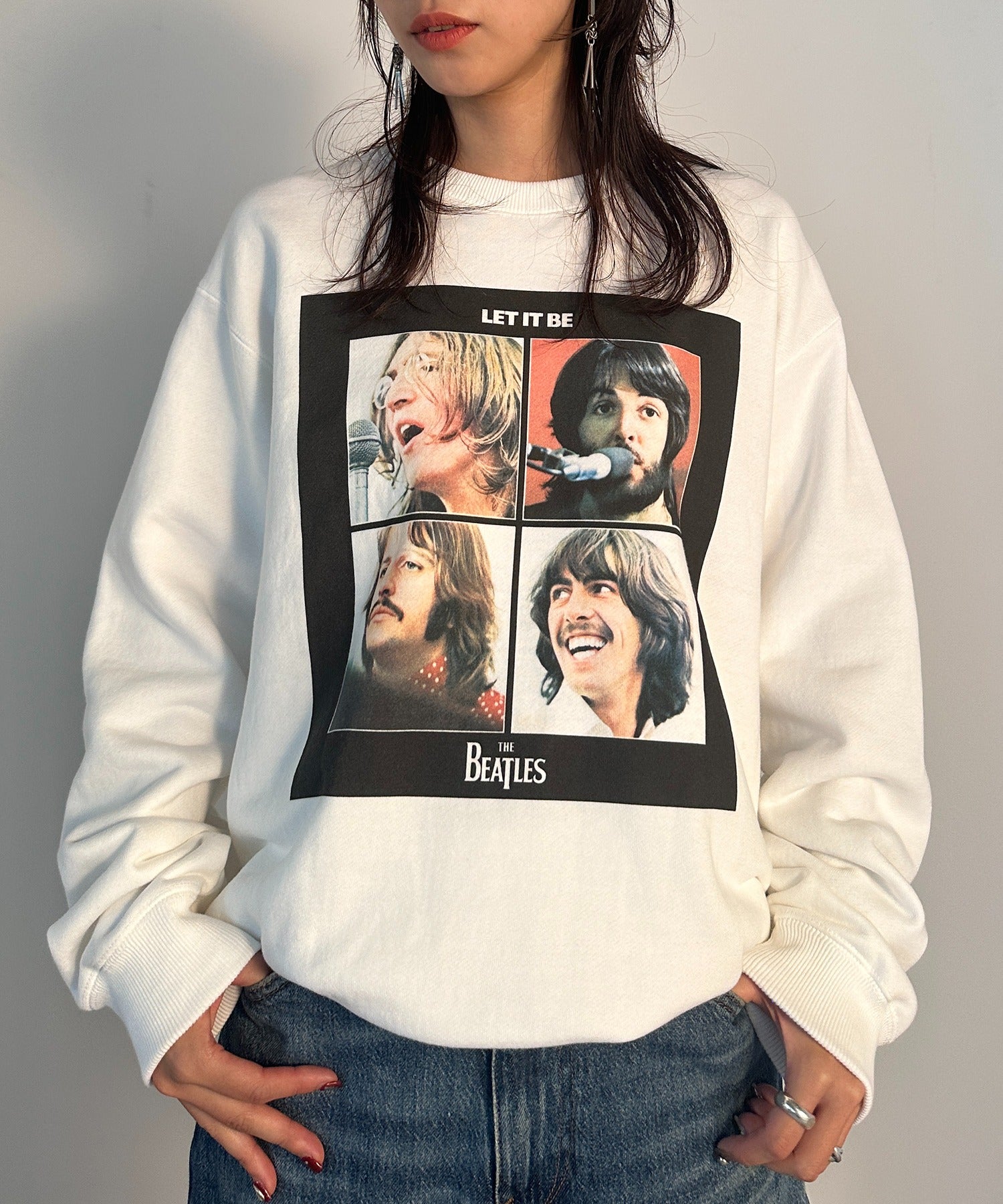 vieux by MAISON BREEZE トップス スウェット ザ・ビートルズ vintage print sweatshirt THE BEATLES （ホワイト） ホワイト