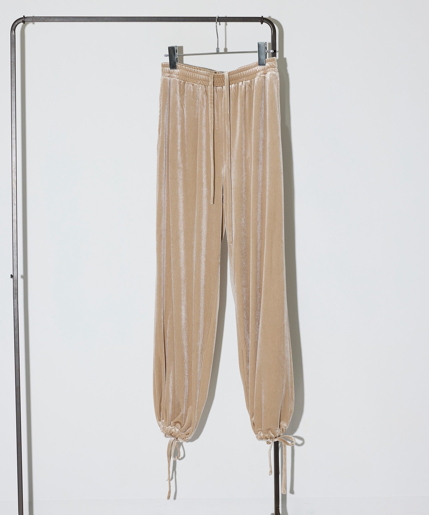 vieux by MAISON BREEZE イージーパンツ ベロア パンツ ウエスト紐 無地 ベロアパンツ Easy velour pants （ライトベージュ） ライトベージュ