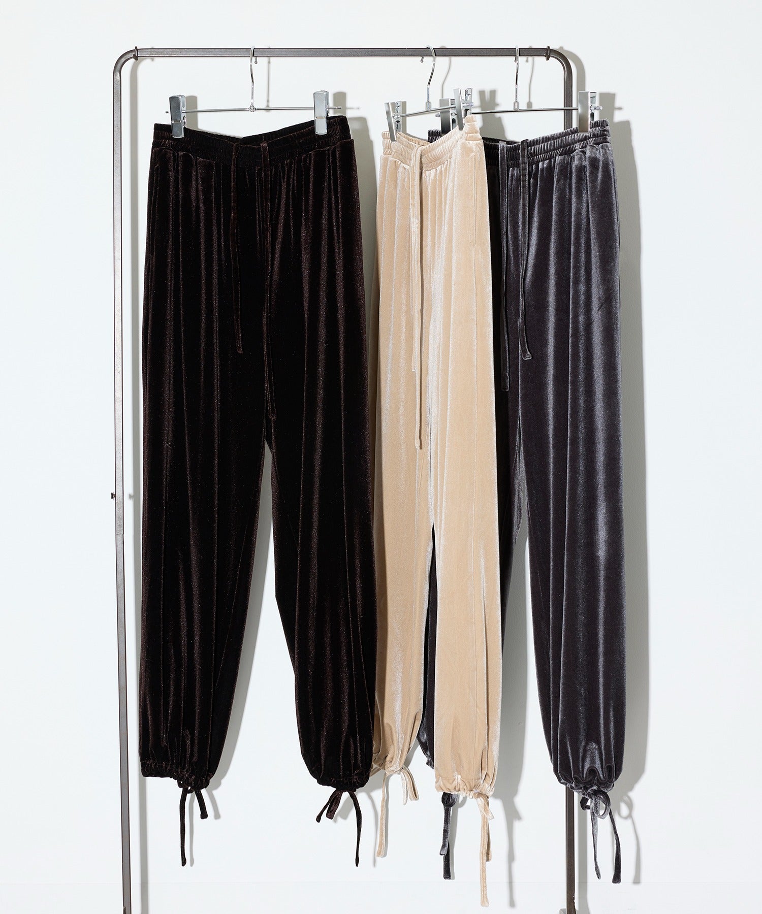 vieux by MAISON BREEZE イージーパンツ ベロア パンツ ウエスト紐 無地 ベロアパンツ Easy velour pants （ライトベージュ） ライトベージュ