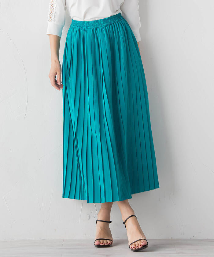 Viaggio Blu 【Viaggio Blu】 Floral Stretch Deshin Pleated Skirt