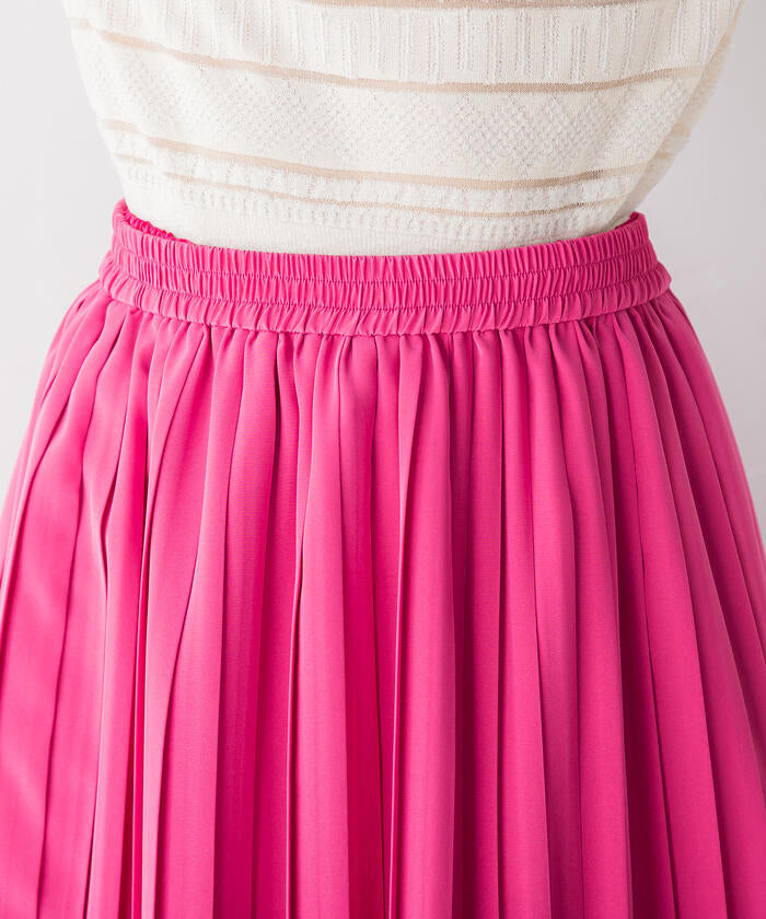 Viaggio Blu 【Viaggio Blu】 Floral Stretch Deshin Pleated Skirt
