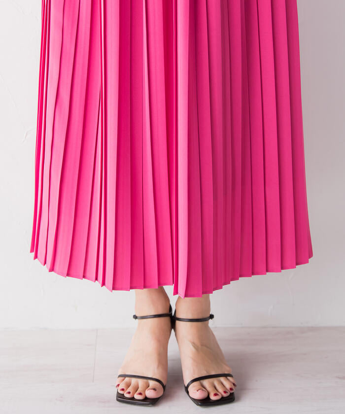 Viaggio Blu 【Viaggio Blu】 Floral Stretch Deshin Pleated Skirt