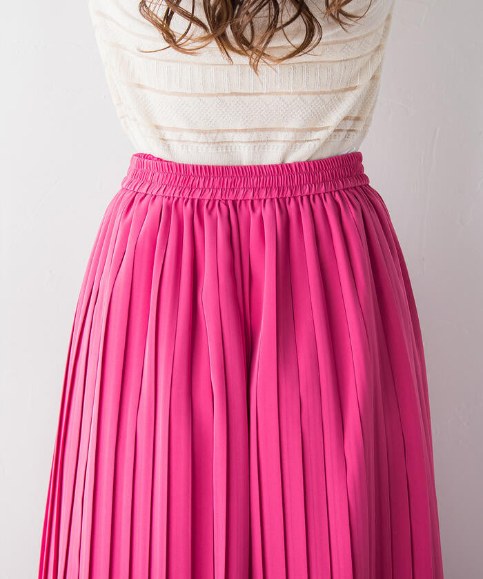Viaggio Blu 【Viaggio Blu】 Floral Stretch Deshin Pleated Skirt