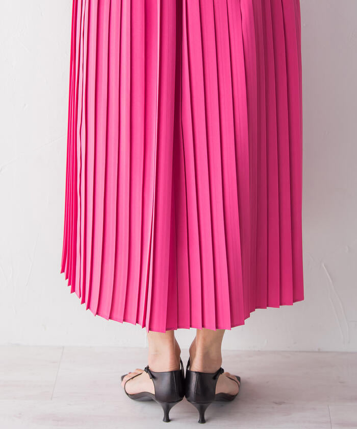 Viaggio Blu 【Viaggio Blu】 Floral Stretch Deshin Pleated Skirt