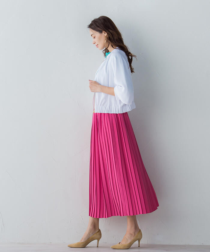 Viaggio Blu 【Viaggio Blu】 Floral Stretch Deshin Pleated Skirt
